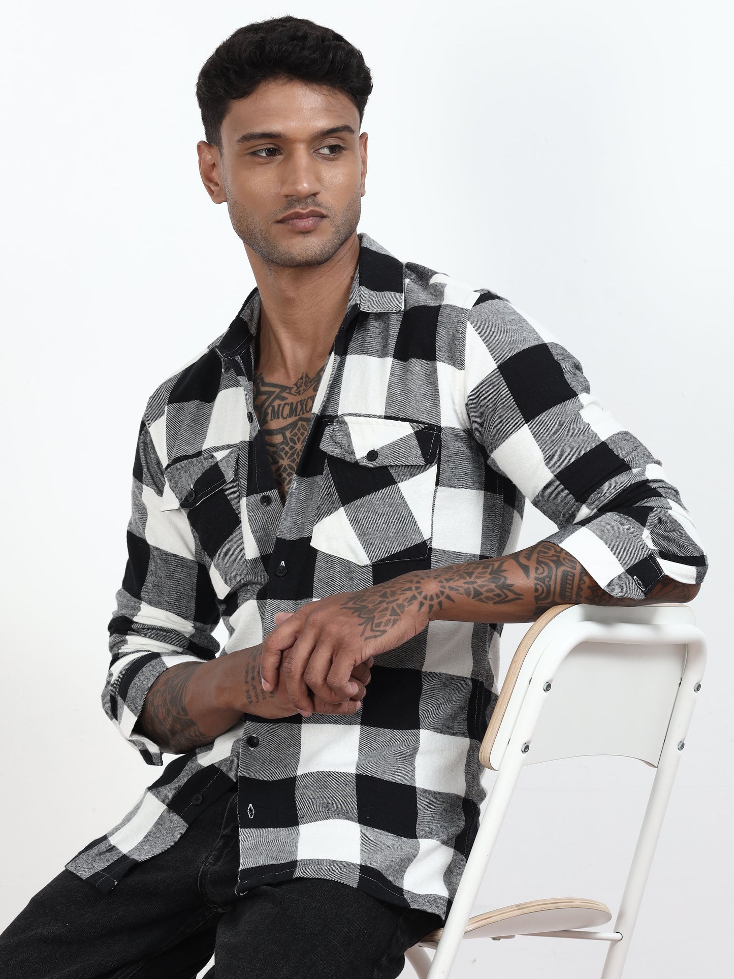 Check Shirt White And Black