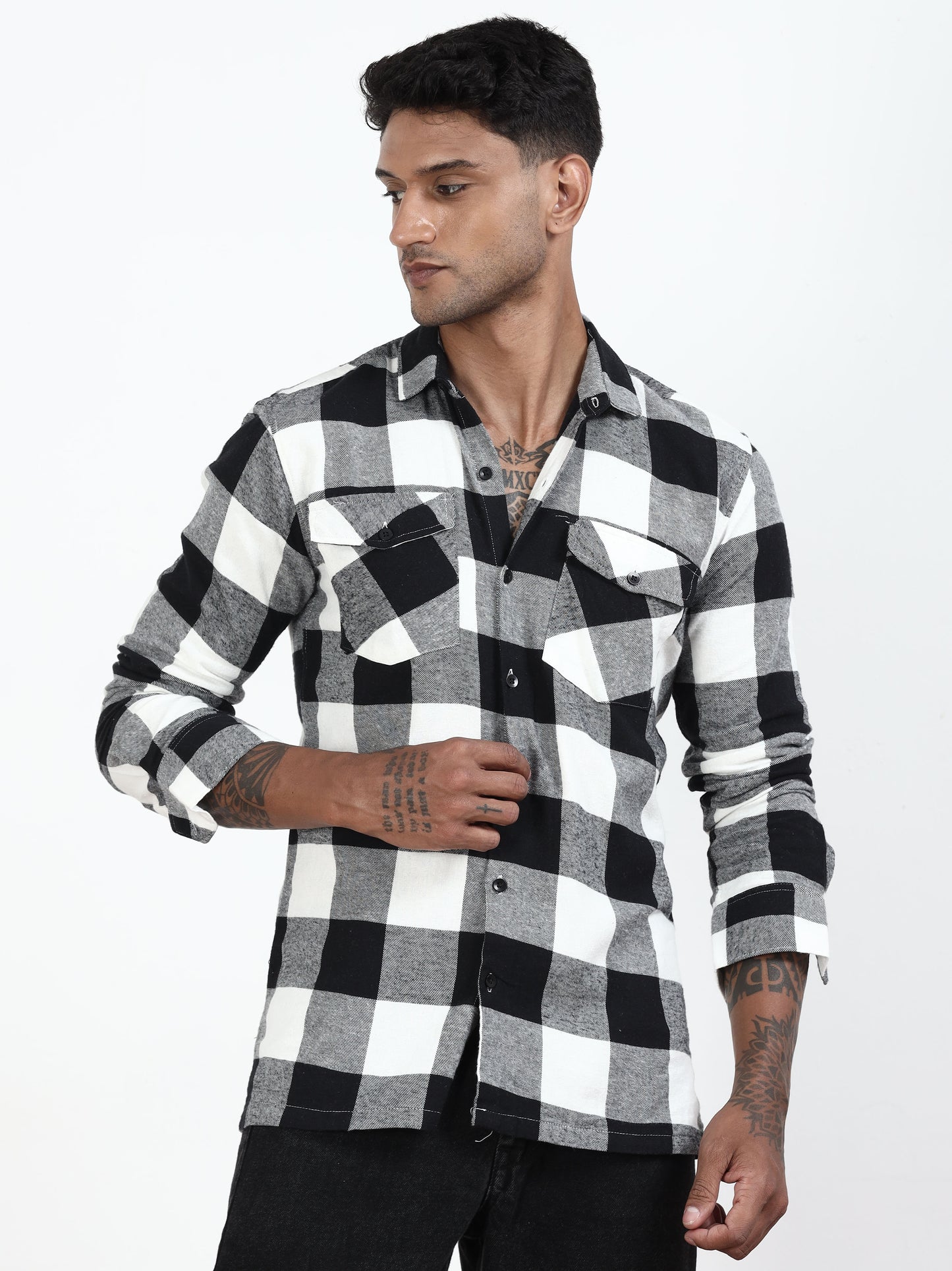 Check Shirt White And Black