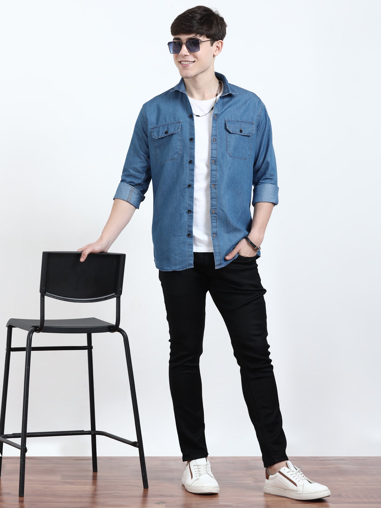 blue denim shirt For men