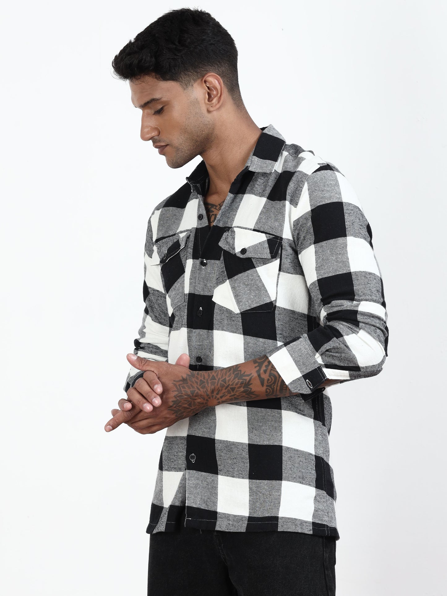 Check Shirt White And Black