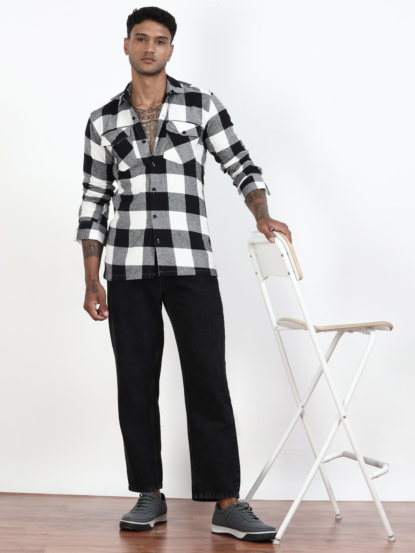 Check Shirt White And Black