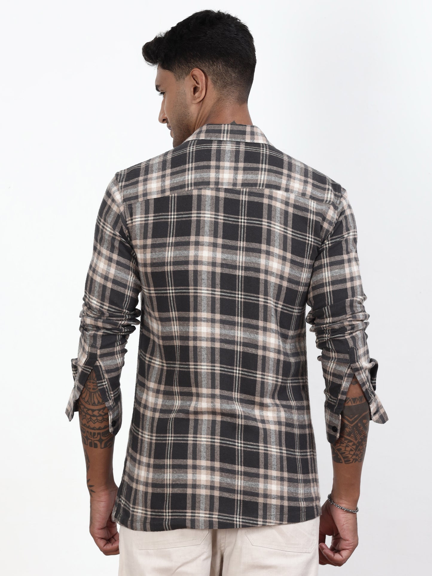 Dark Grey Check Shirt for men
