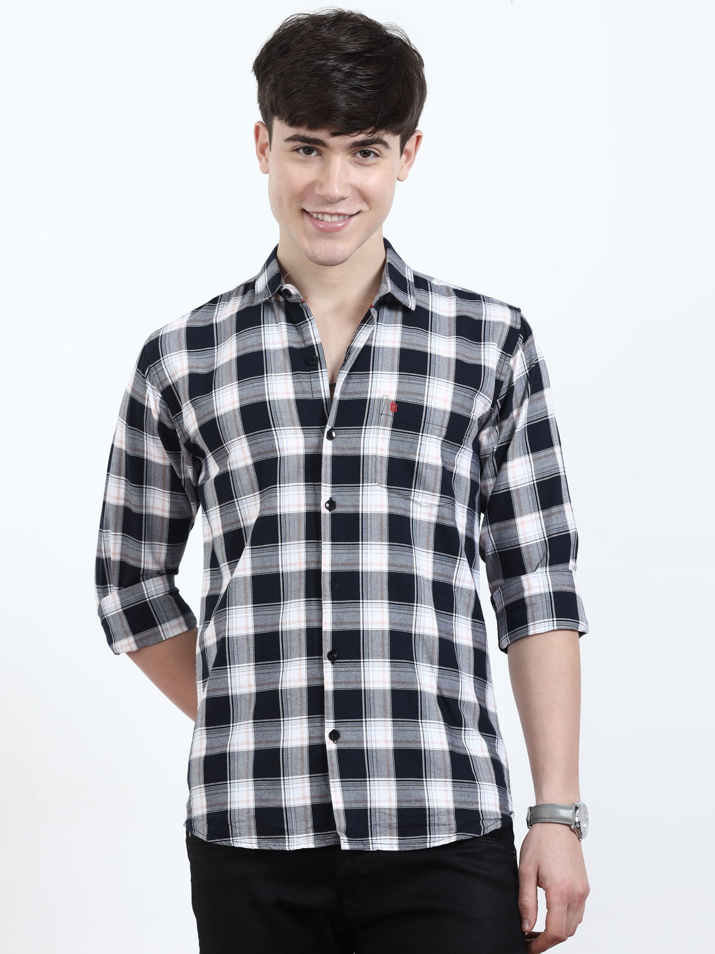 Box Black White Checks Shirt For Men
