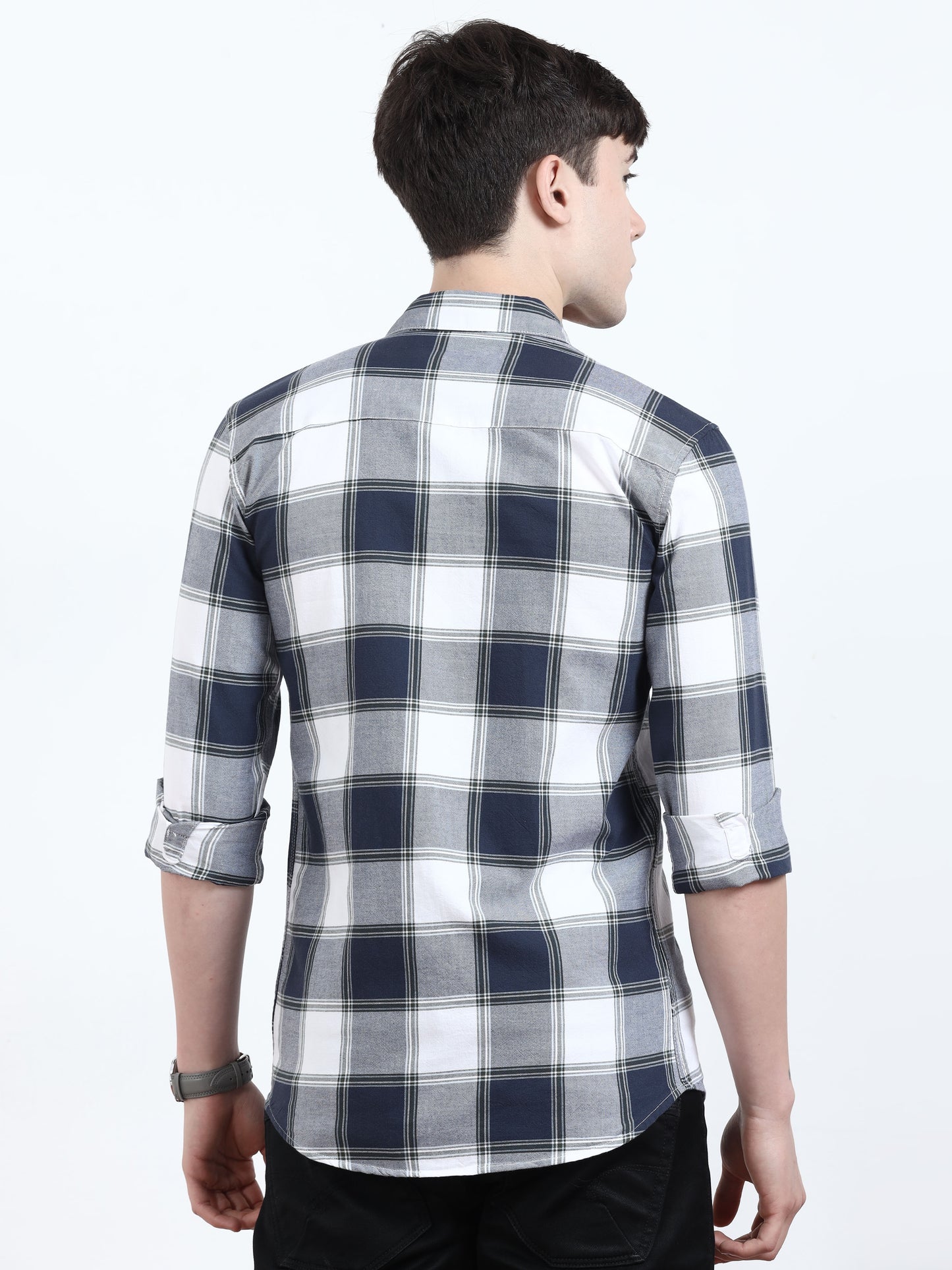 Classic Bluewood Long Sleeve Check Shirts For Men