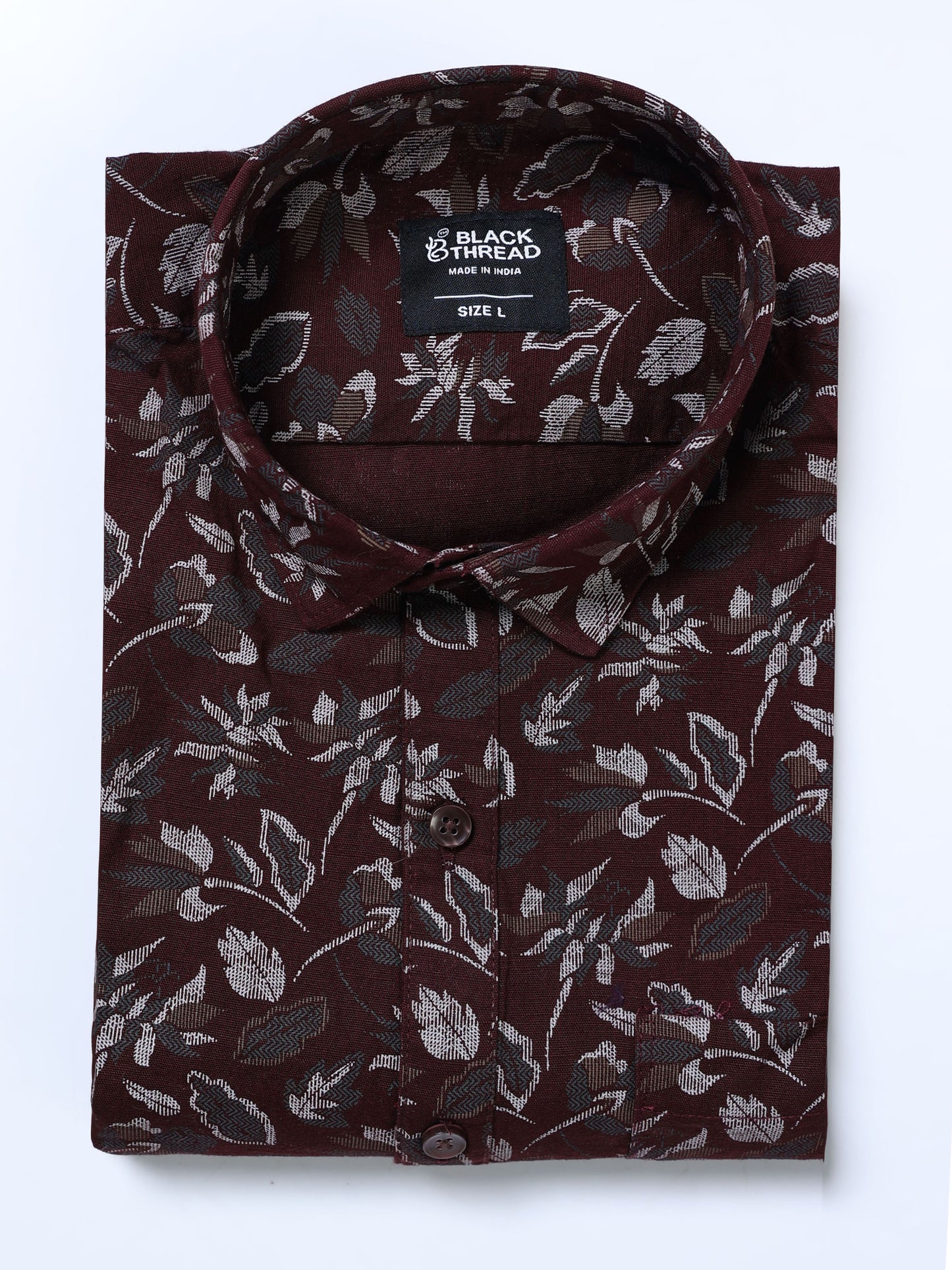 Men's Linen Wine Floral Printed Shirt