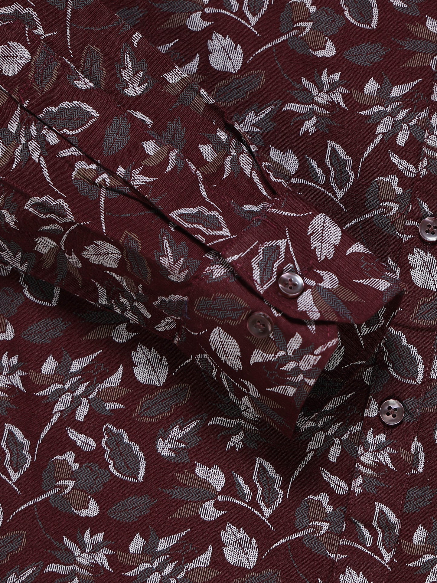 Men's Linen Wine Floral Printed Shirt