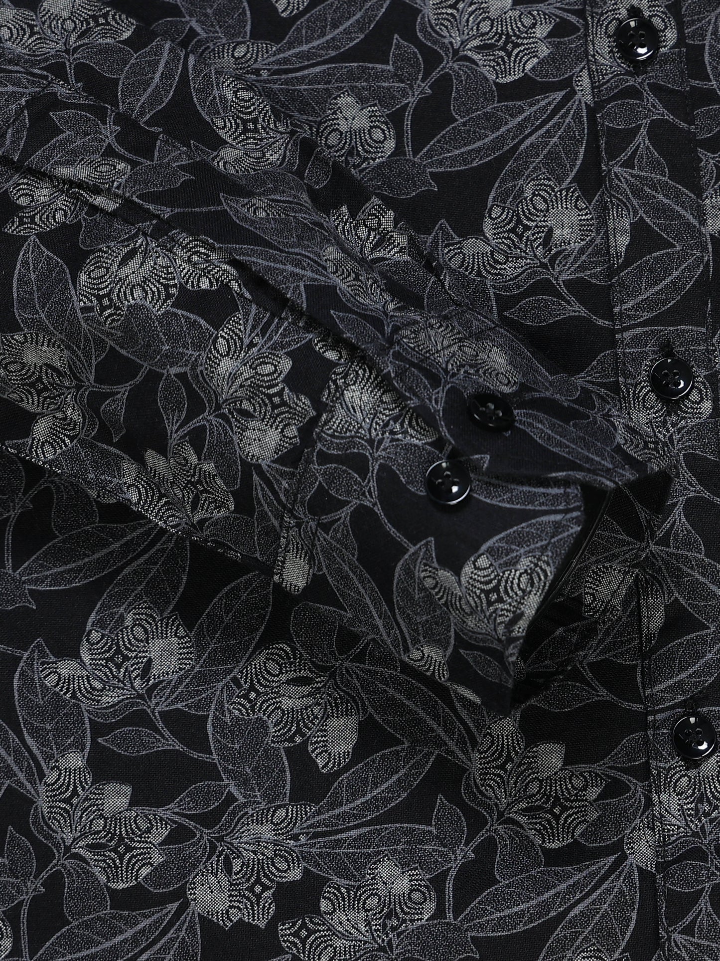 Men's Linen Black Floral Printed Shirt