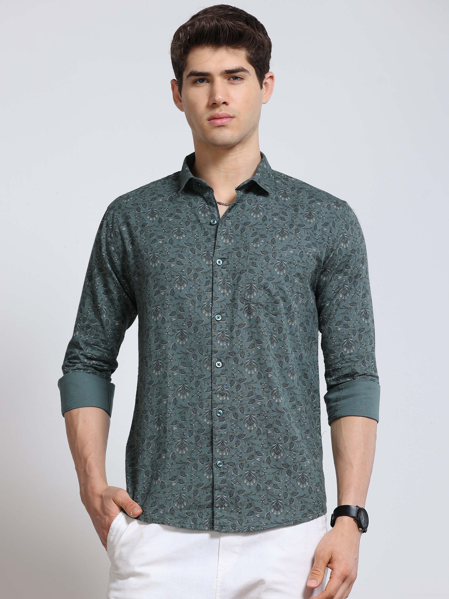 Men's Linen Printed Casual Shirt