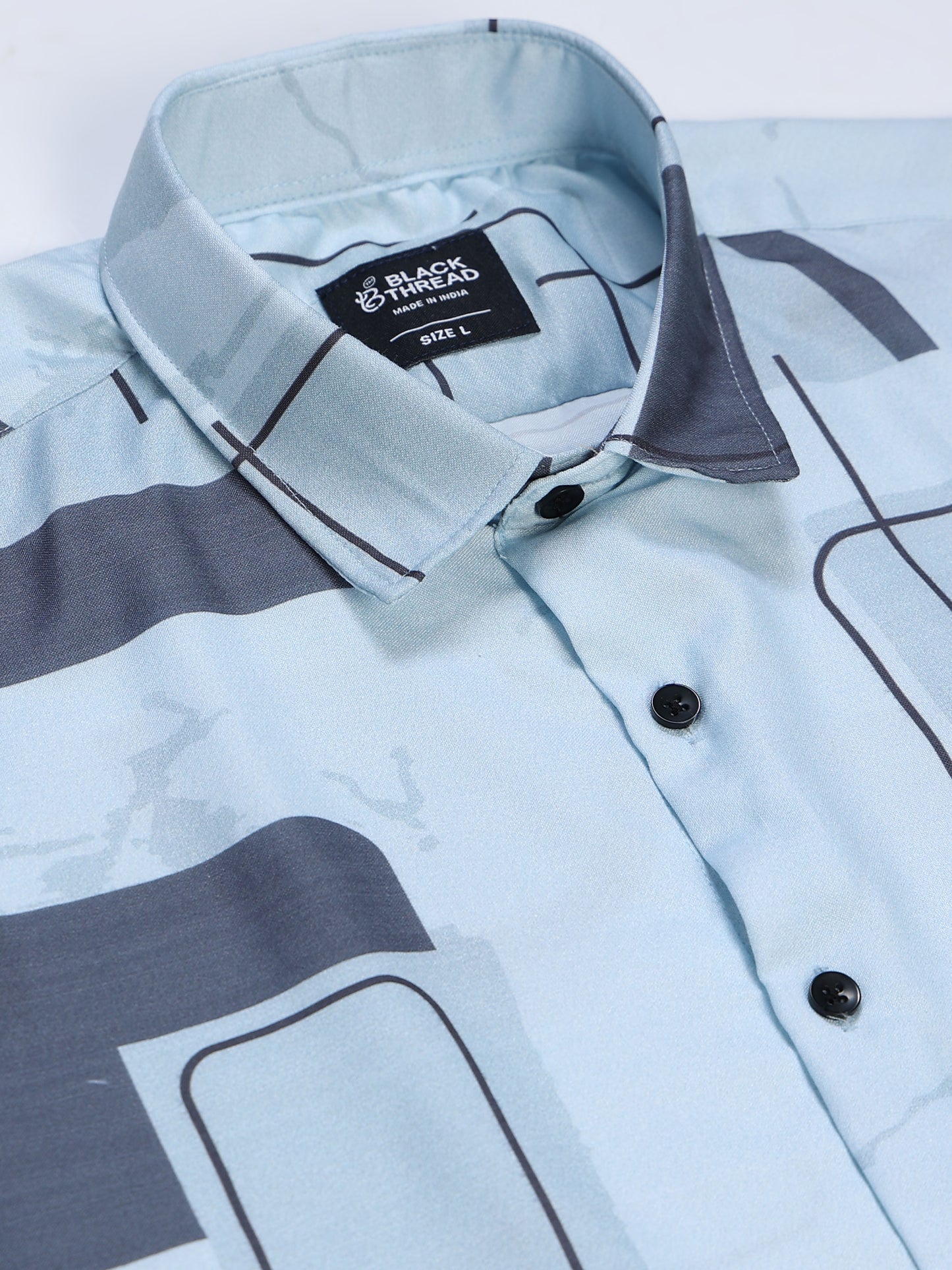 Men's Rayan Light Blue Geometric Printed Half Sleeve Shirt