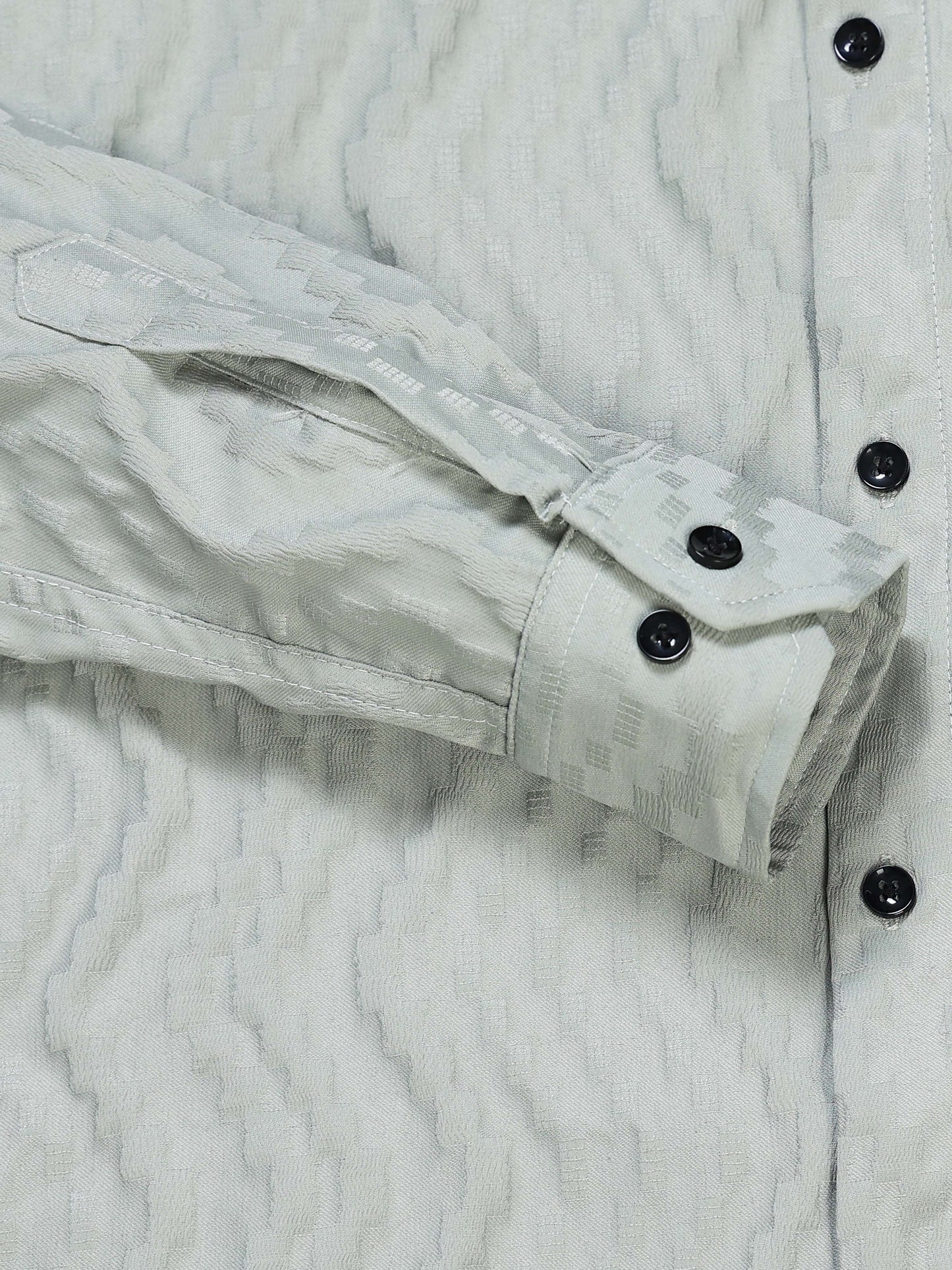 Men's Sage Green Wave Textured Casual Shirt