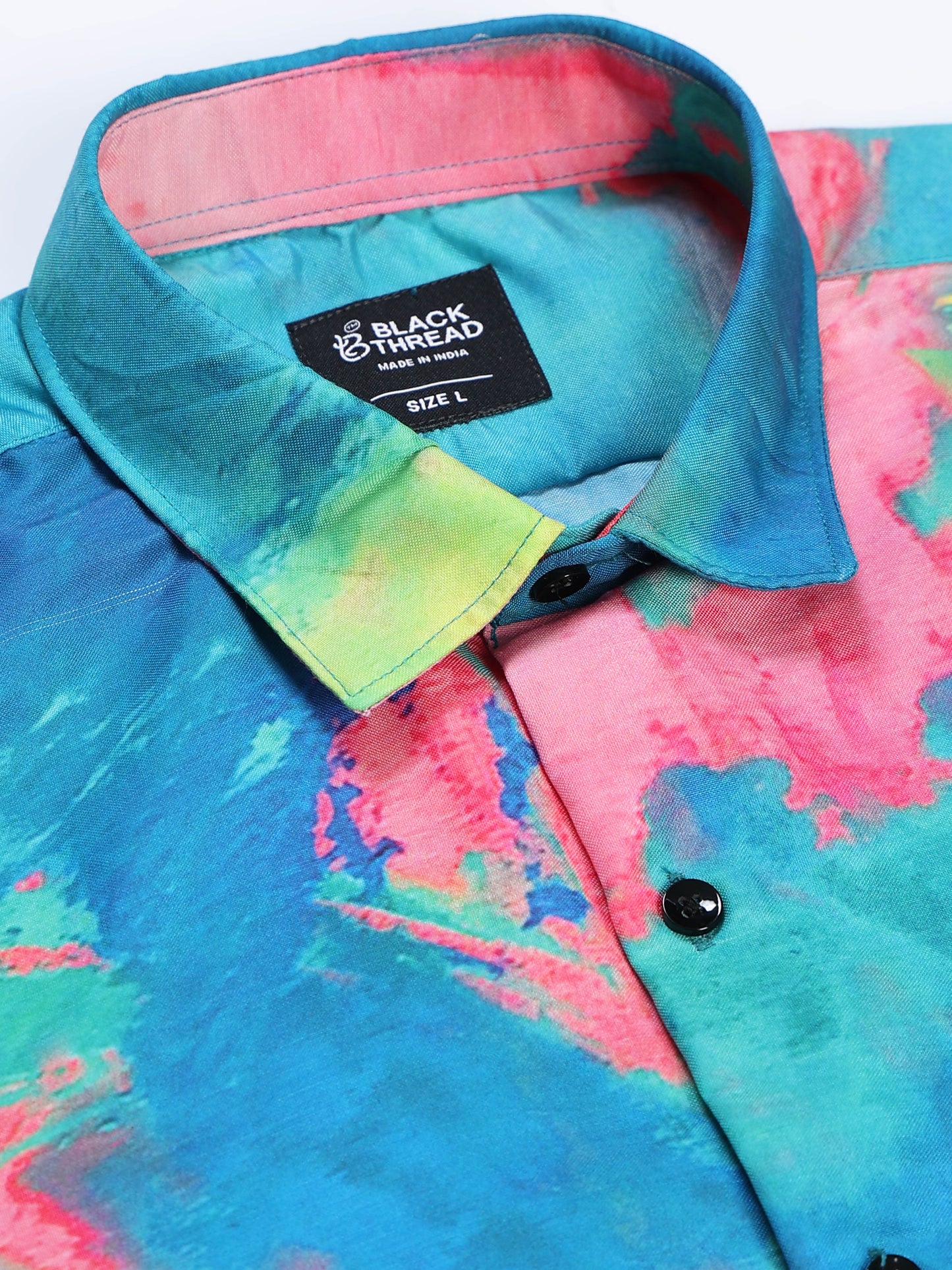 Men's Rayan Multicolour Tie-Dye Abstract Printed Half Sleeve Shirt