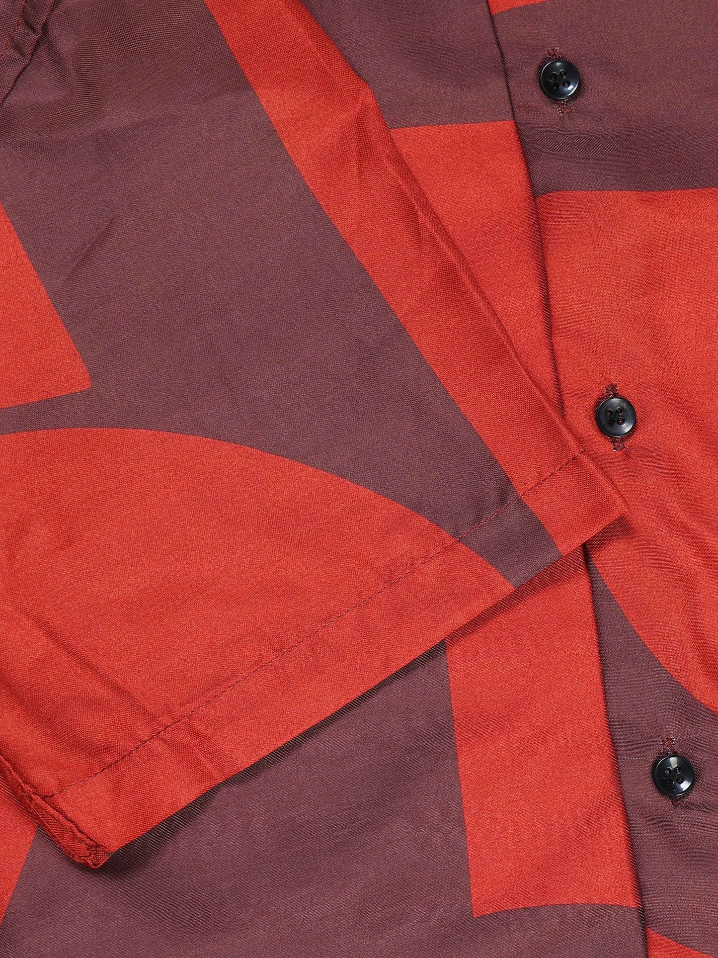 Men's Rayan Red Abstract Geometric Block Printed Half Sleeve Shirt