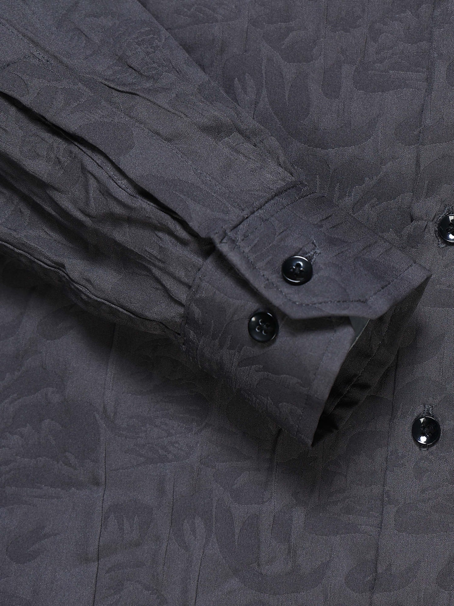 Men's Steel Grey Abstract Crinkle Textured Casual Shirt