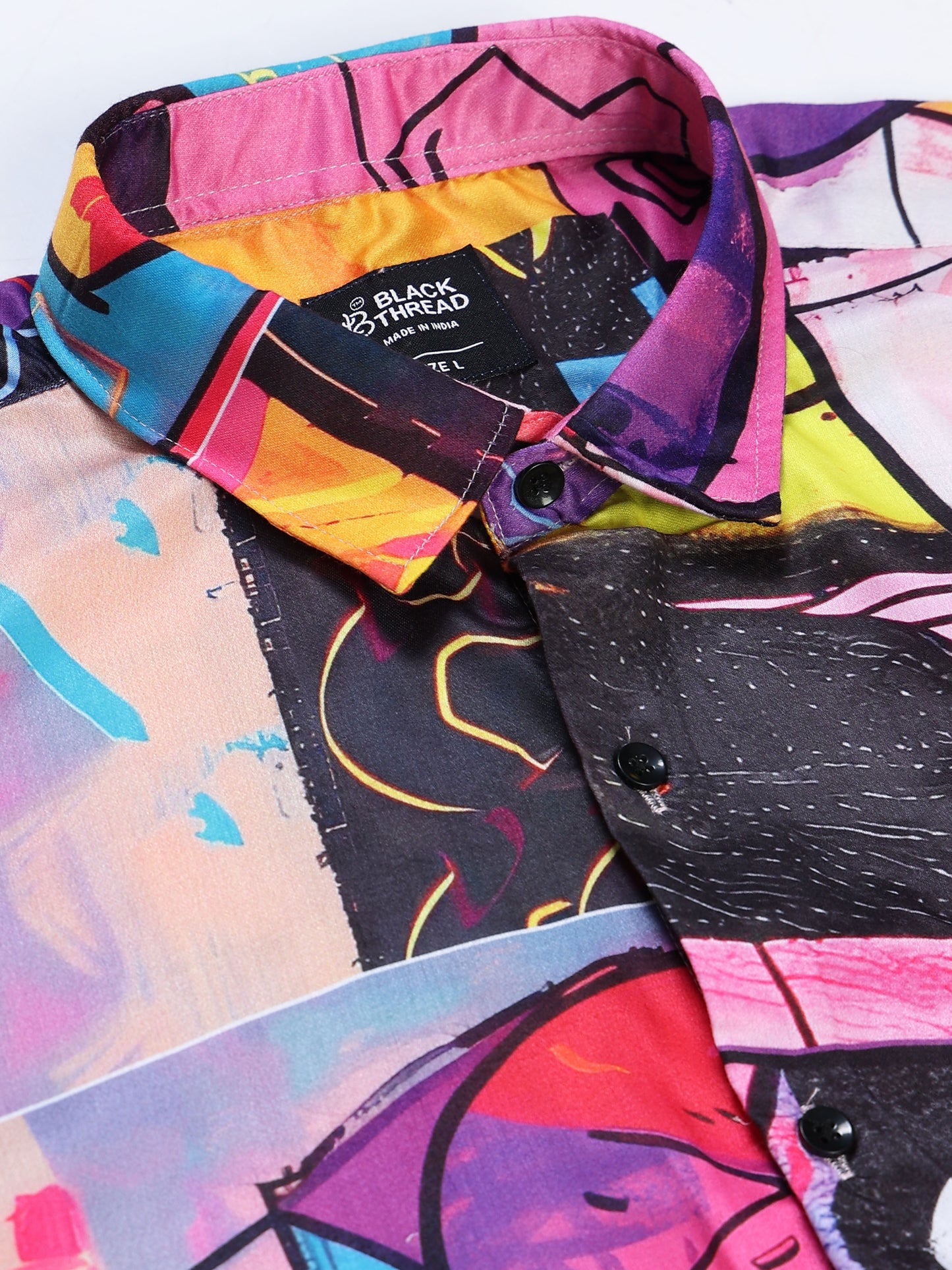 Men's Rayan Multicolour Graffiti Abstract Art Printed Half Sleeve Shirt