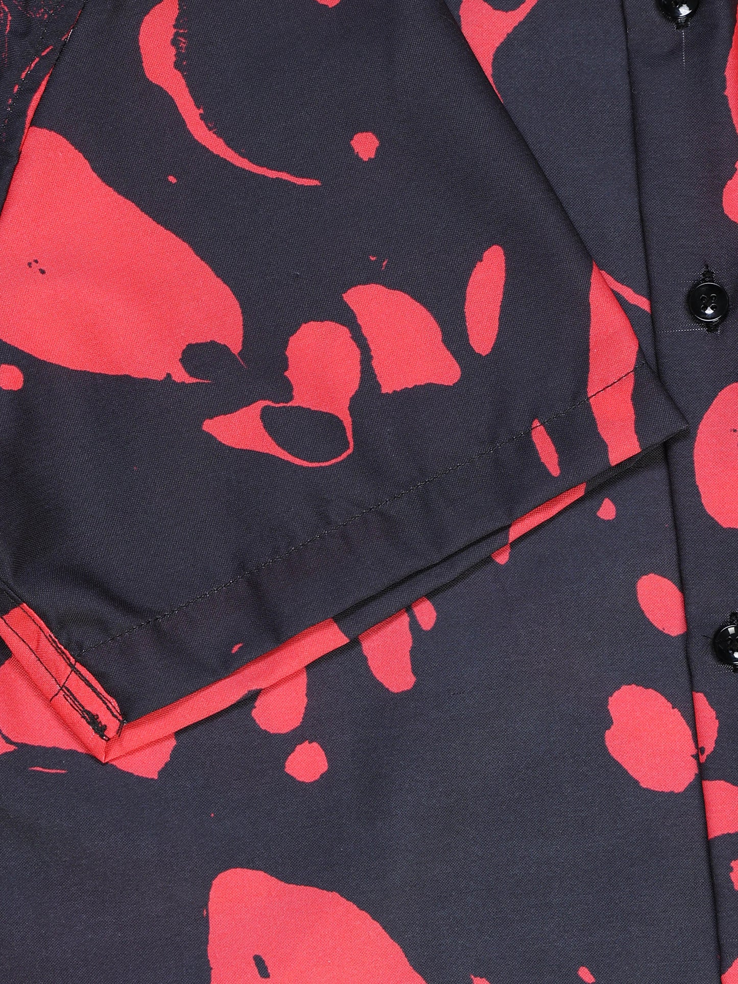 Men's Rayan Black Hot Pink Abstract Ink Blob Printed Half Sleeve Shirt
