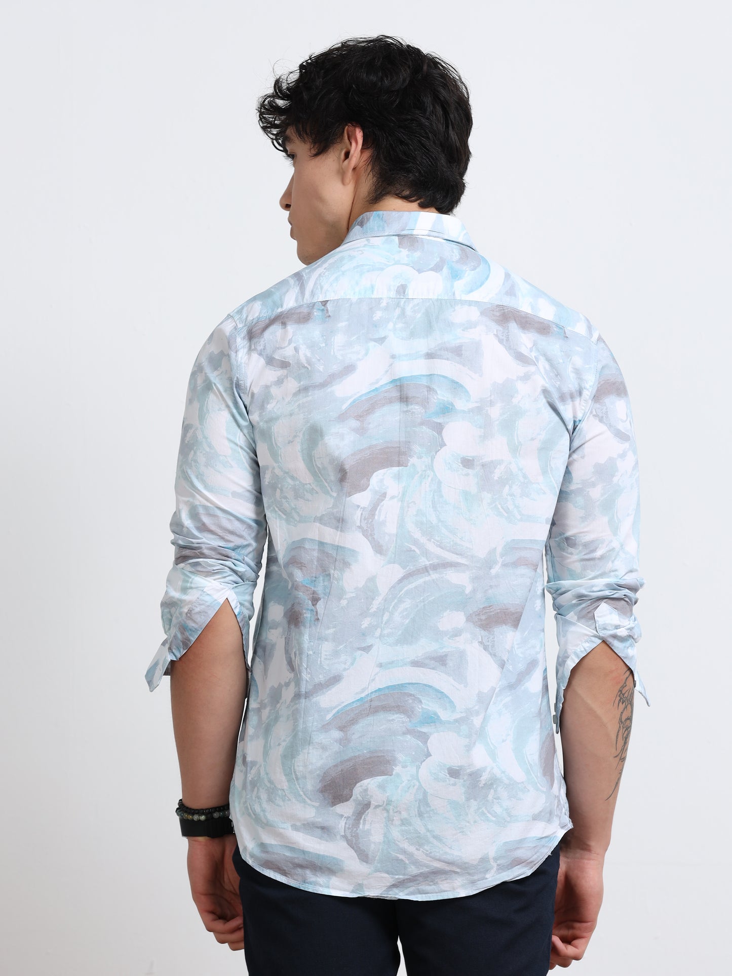 Men’s White &amp; Grey Tropical Breeze Cotton Shirt