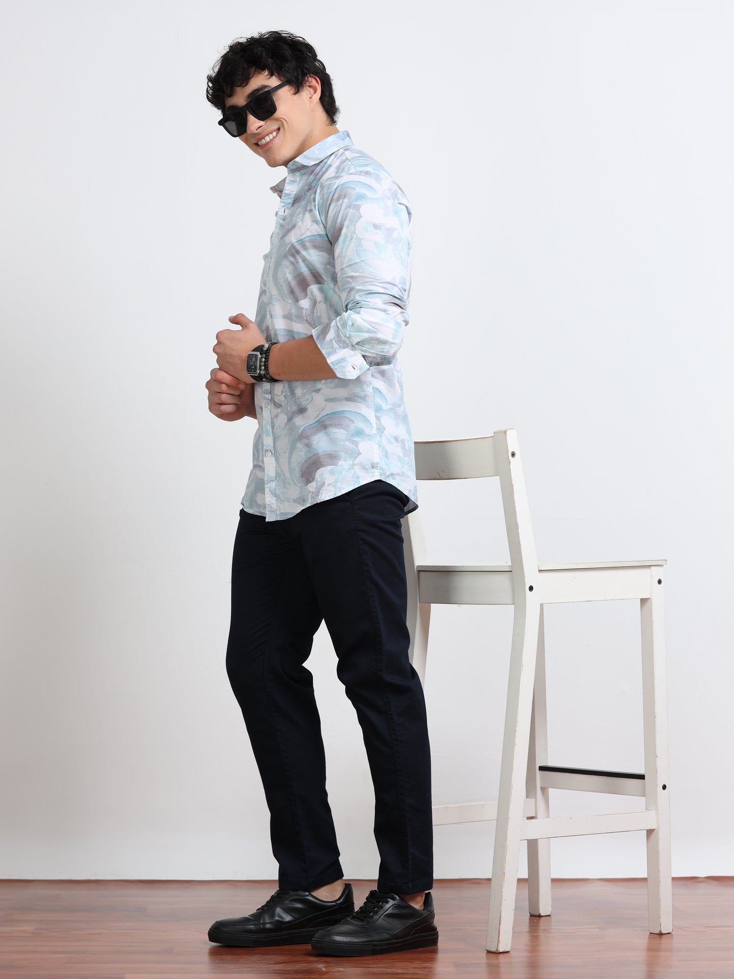 Men’s White &amp; Grey Tropical Breeze Cotton Shirt