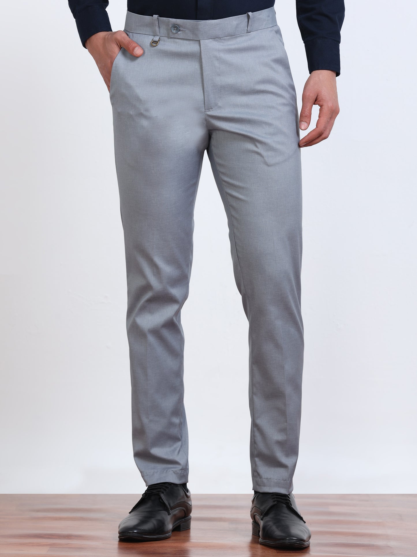 Men's Light Blue Formal Regular  Fit Trousers
