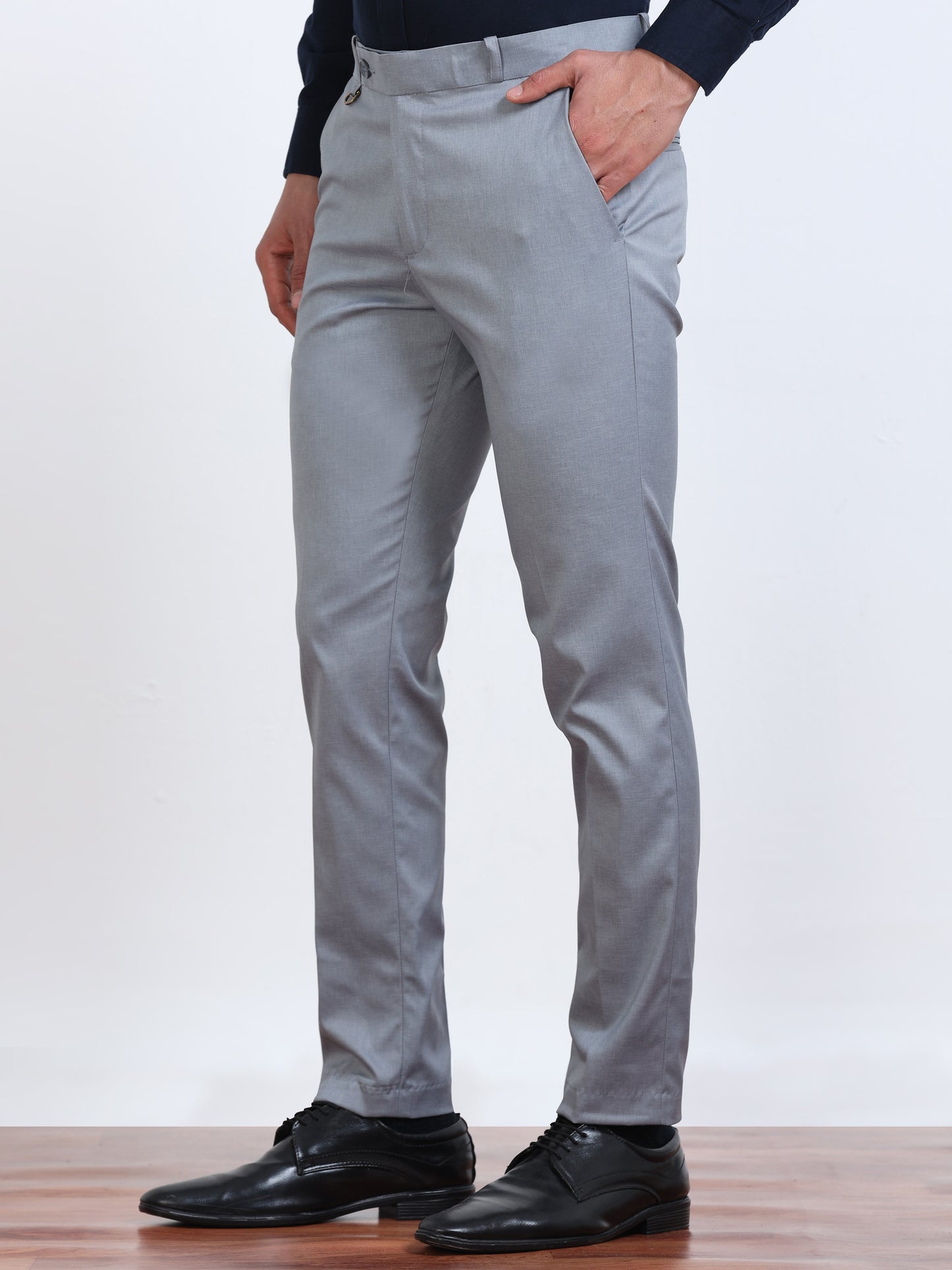 Men's Light Blue Formal Regular  Fit Trousers