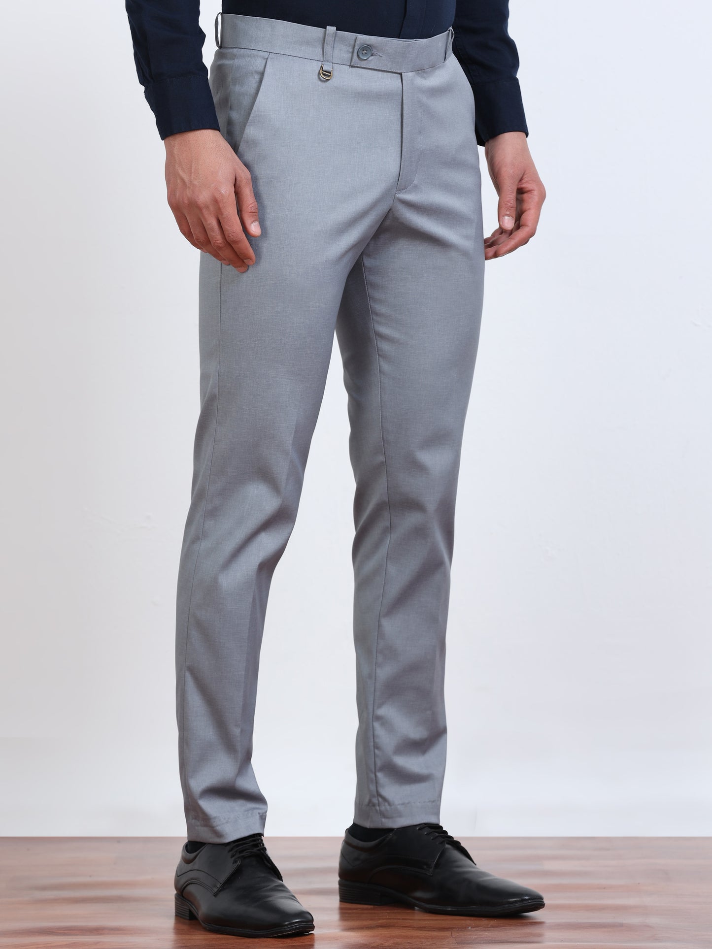 Men's Light Blue Formal Regular  Fit Trousers