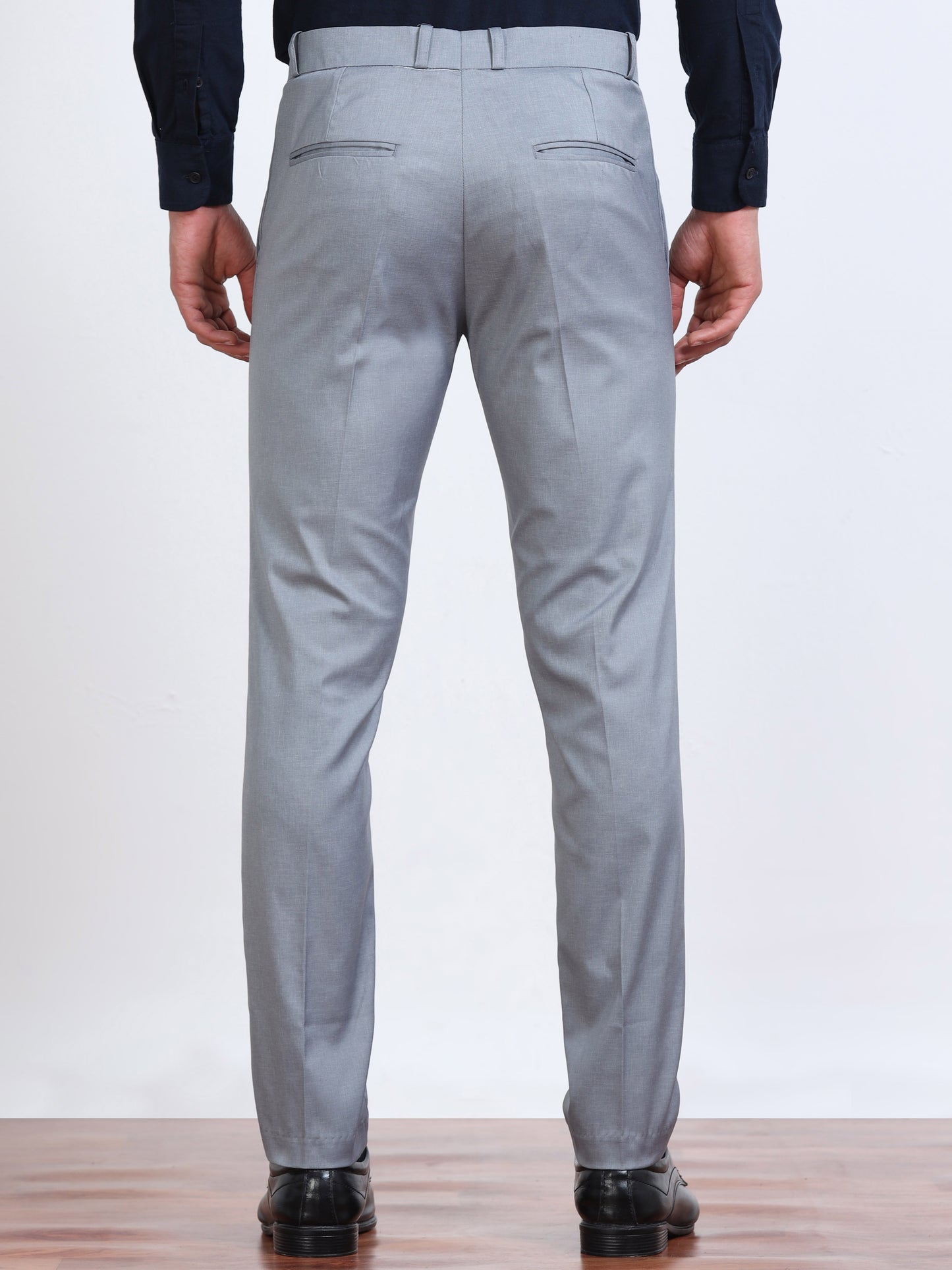 Men's Light Blue Formal Regular  Fit Trousers