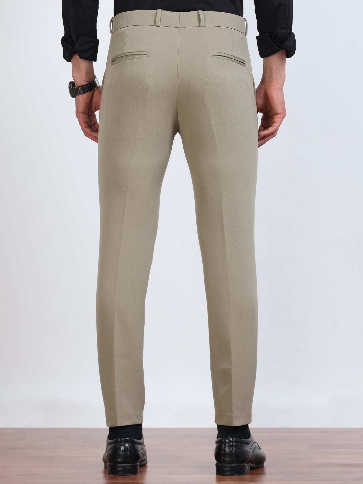 Men's Light Green Formal Ankle Fit Trousers