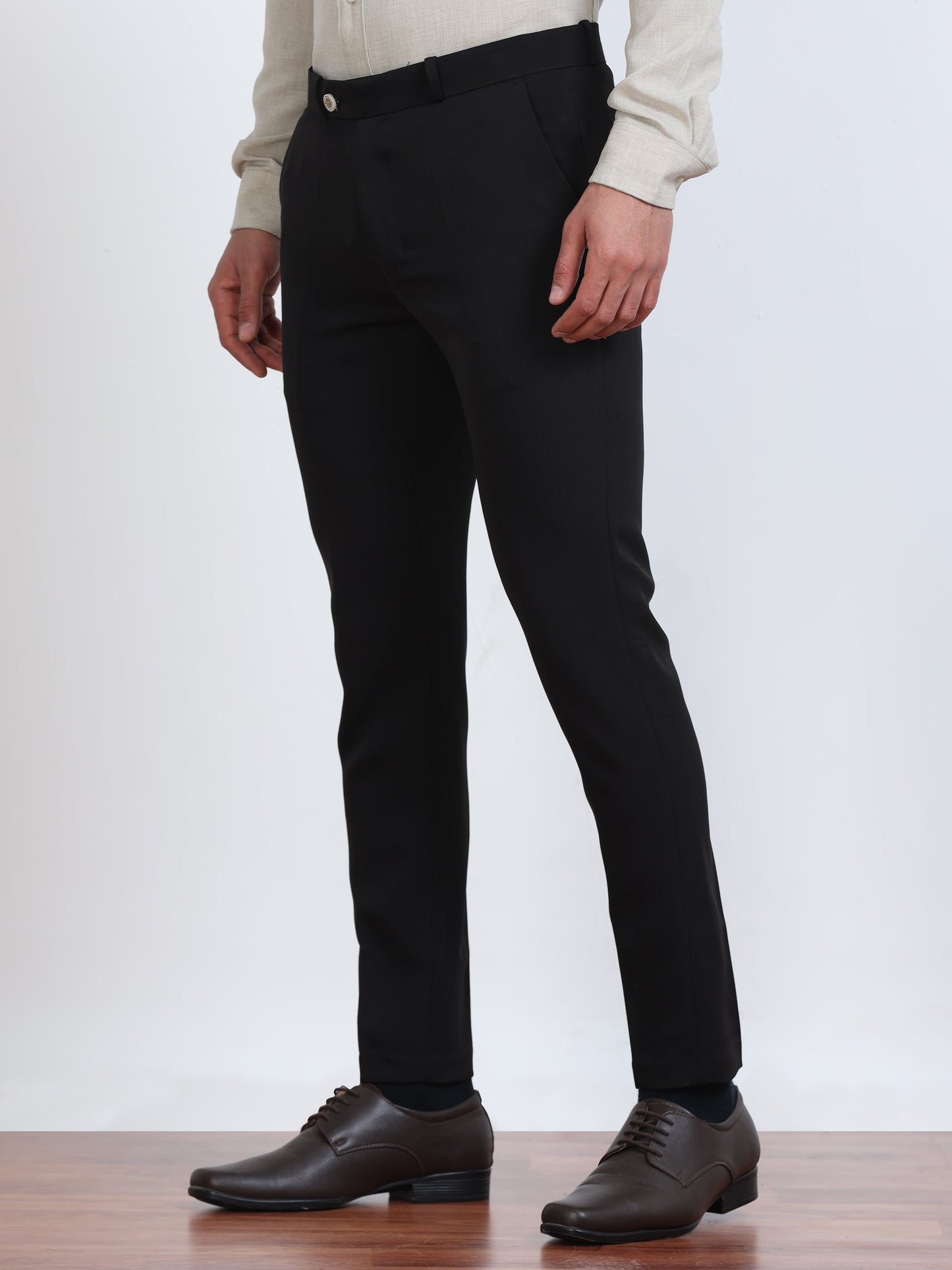 Men's Black Formal Ankle Fit Trousers