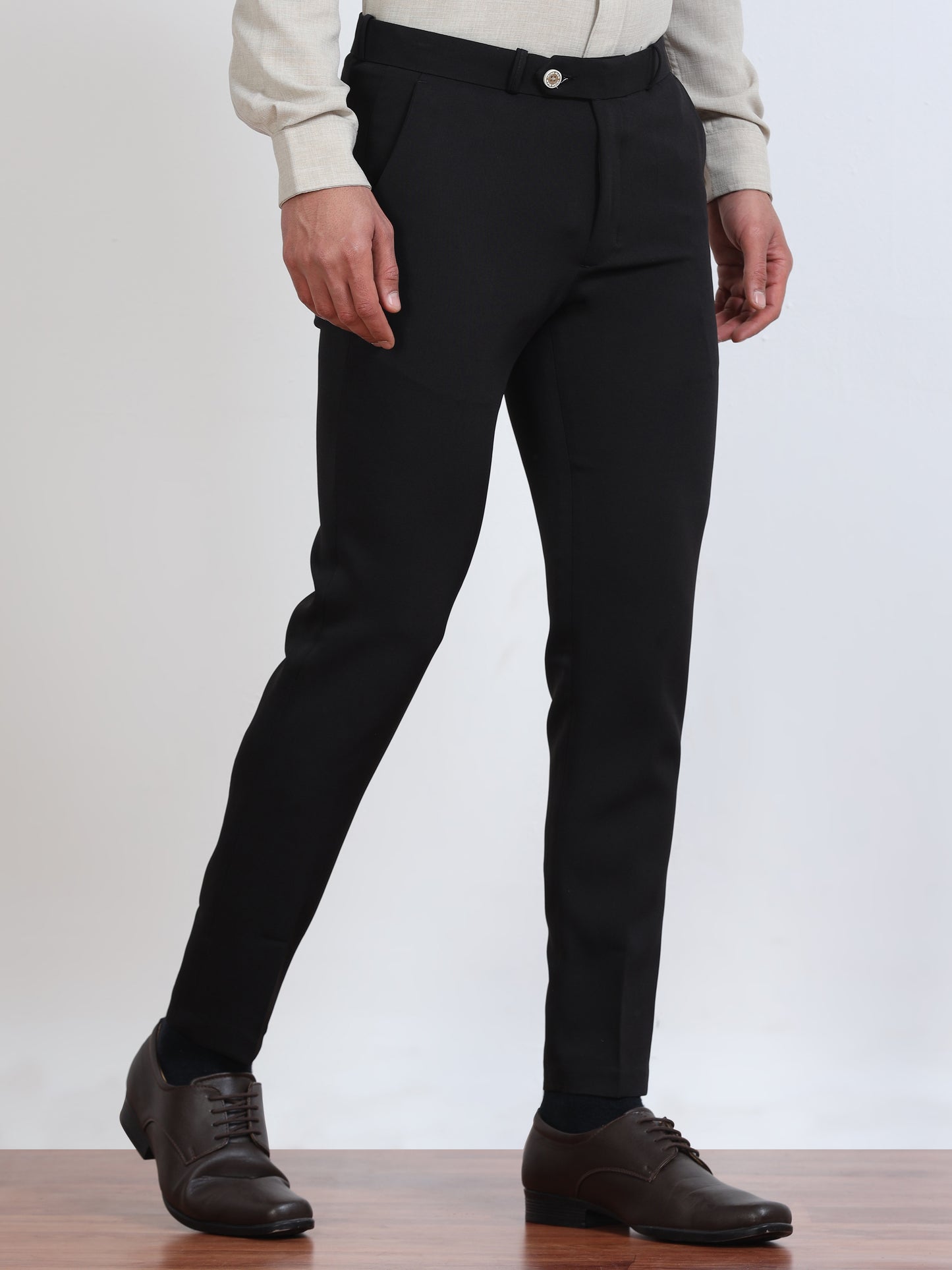 Men's Black Formal Ankle Fit Trousers