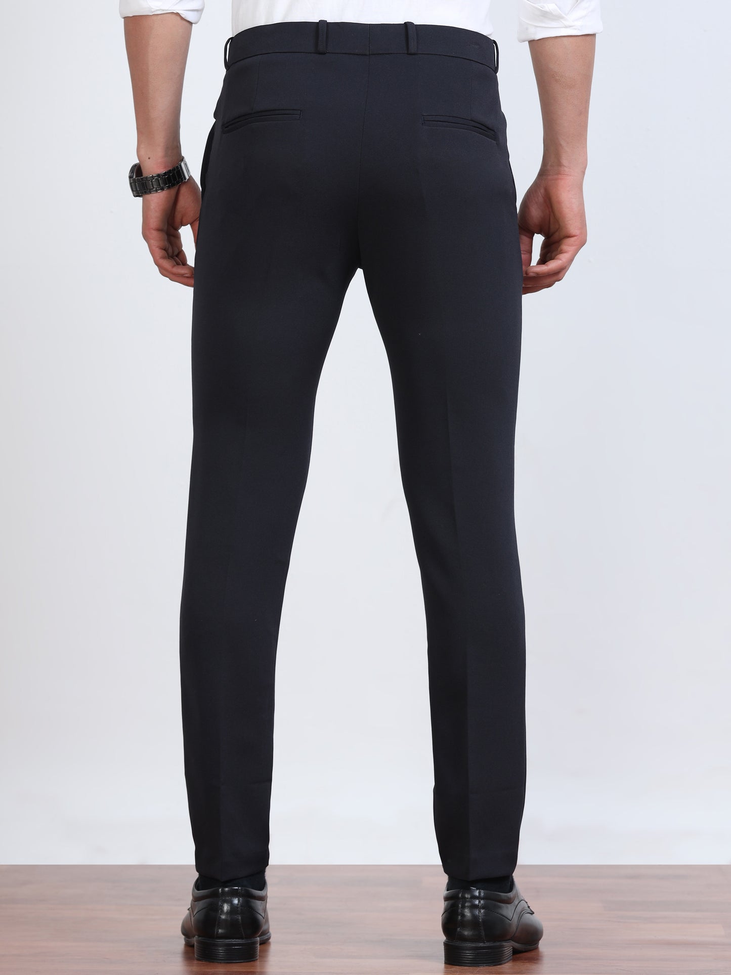 Men's Navy Blue Formal Ankle Fit Trousers