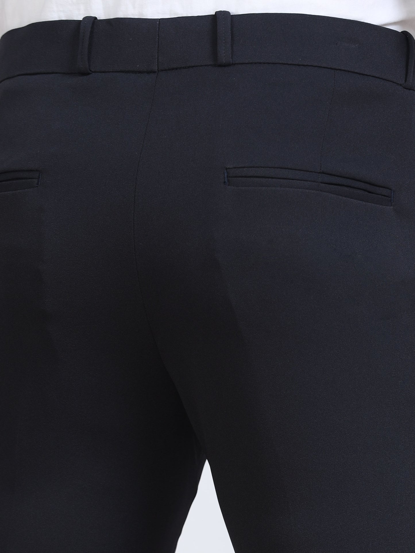 Men's Navy Blue Formal Ankle Fit Trousers