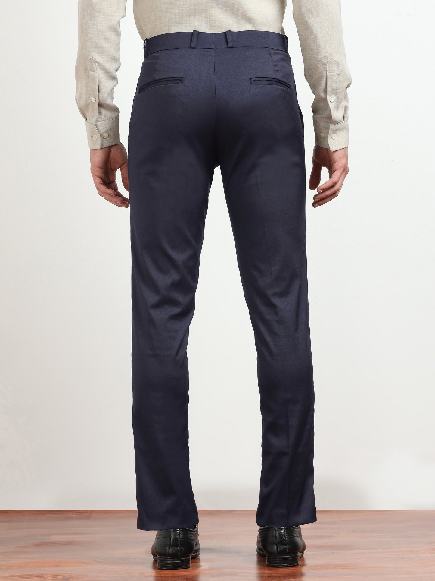 Men's Navy Blue Formal Regular Fit Trousers