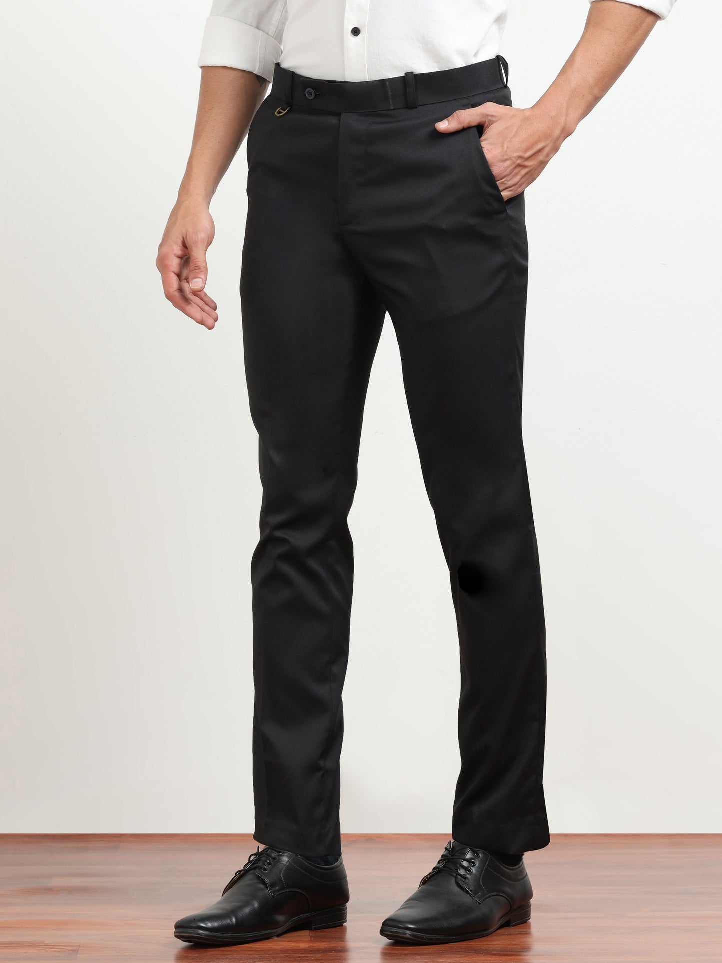 Men's Black Formal Regular Fit Trousers