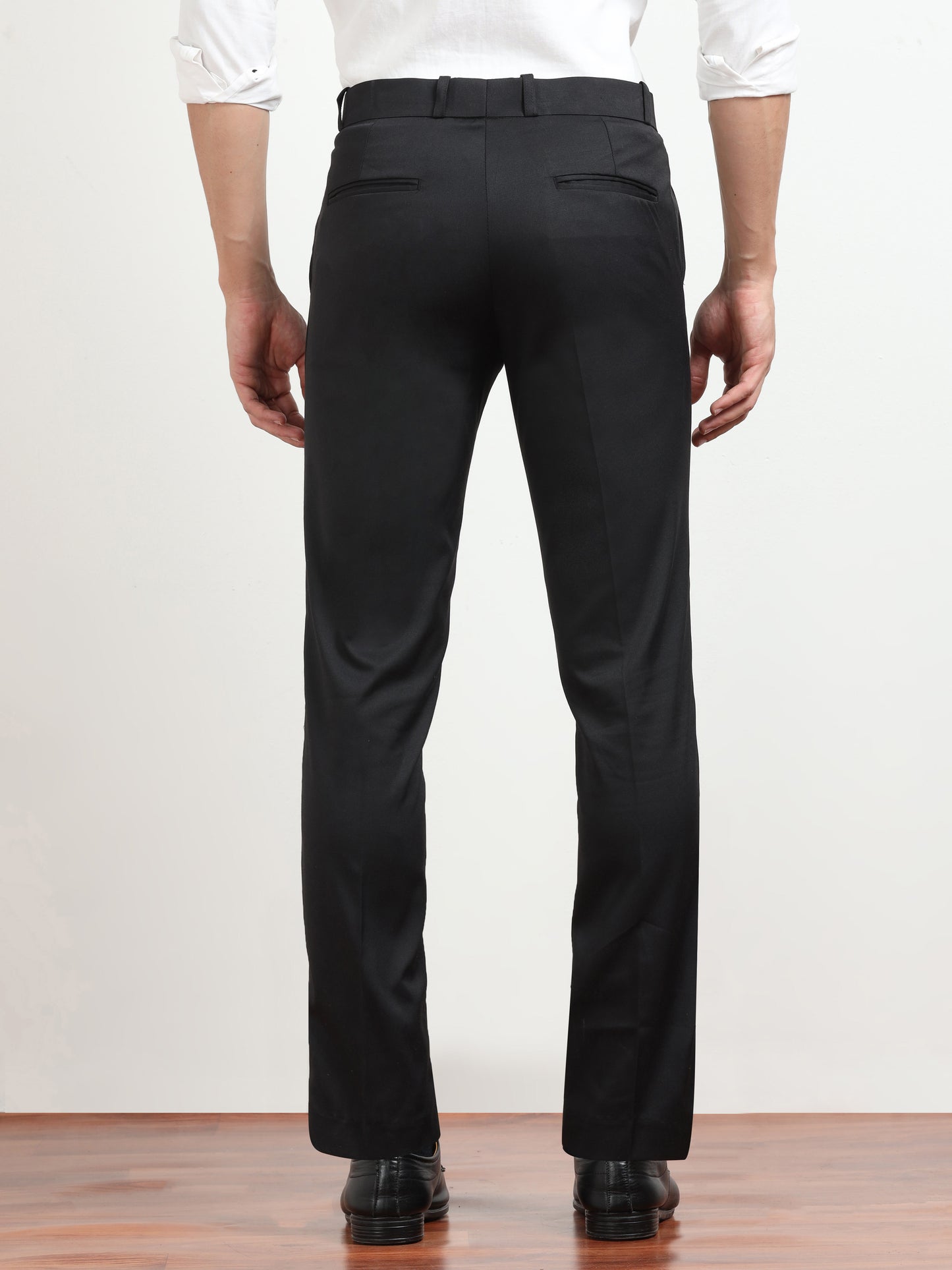 Men's Black Formal Regular Fit Trousers