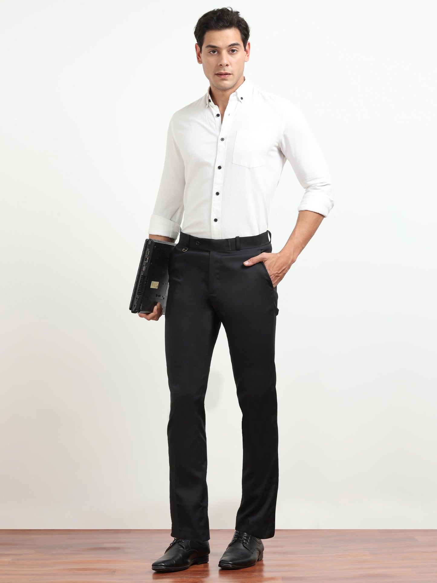 Men's Black Formal Regular Fit Trousers