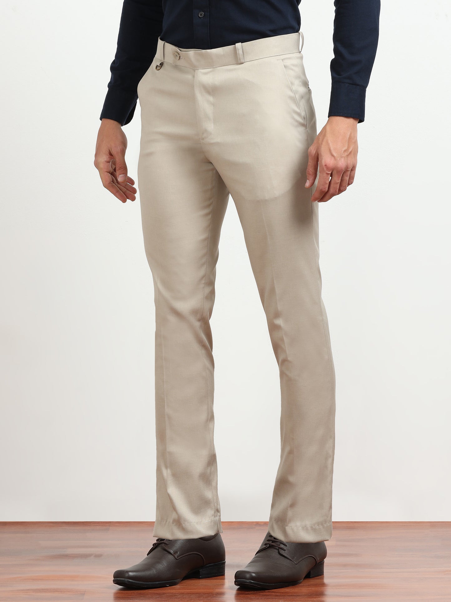 Men's Ivory Formal Regular Fit Trousers
