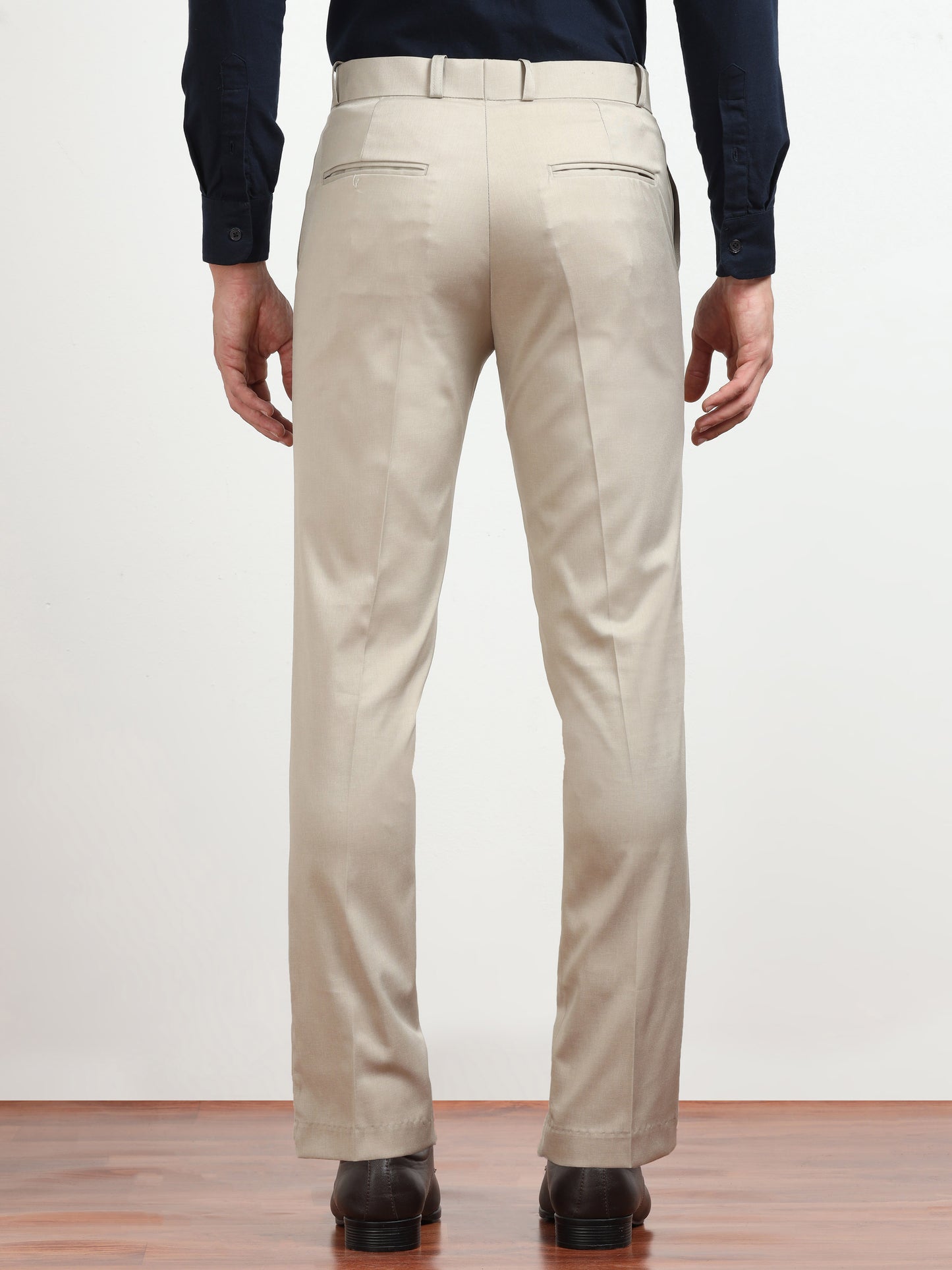 Men's Ivory Formal Regular Fit Trousers