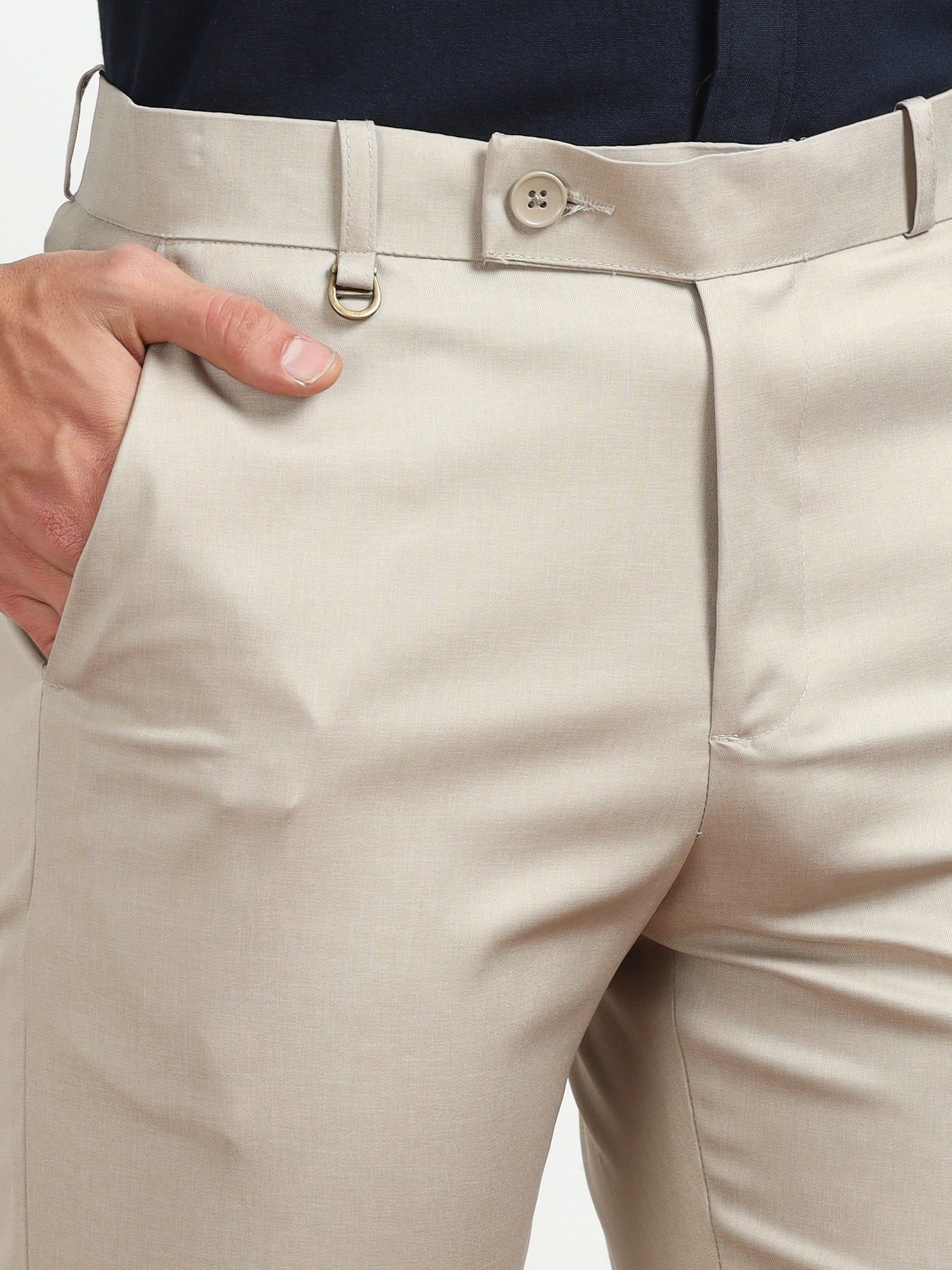 Men's Ivory Formal Regular Fit Trousers