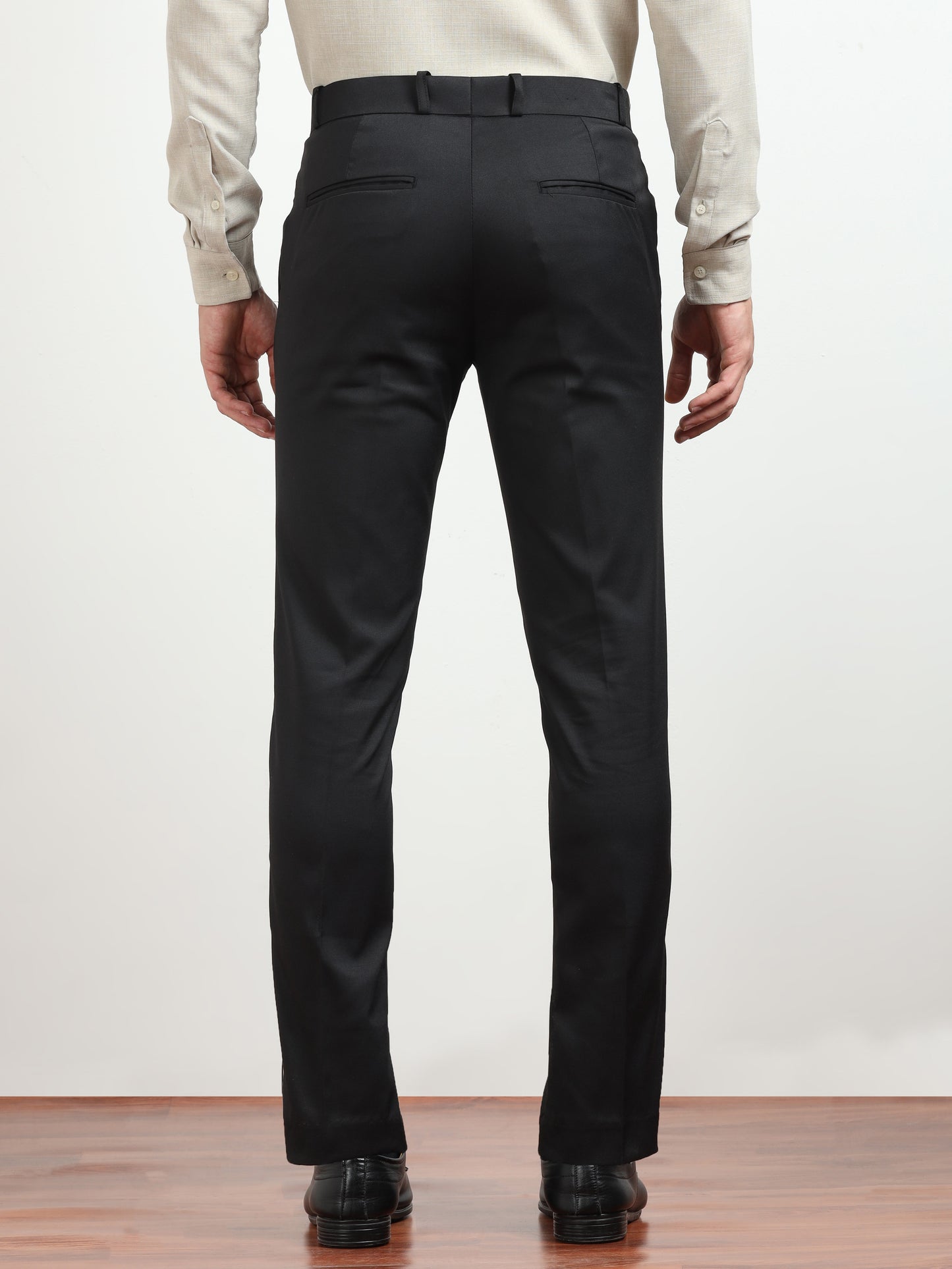 Men's Light Black Formal Regular Fit Trousers