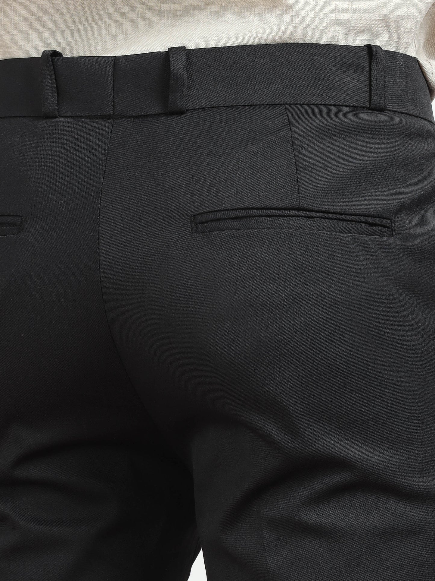 Men's Light Black Formal Regular Fit Trousers