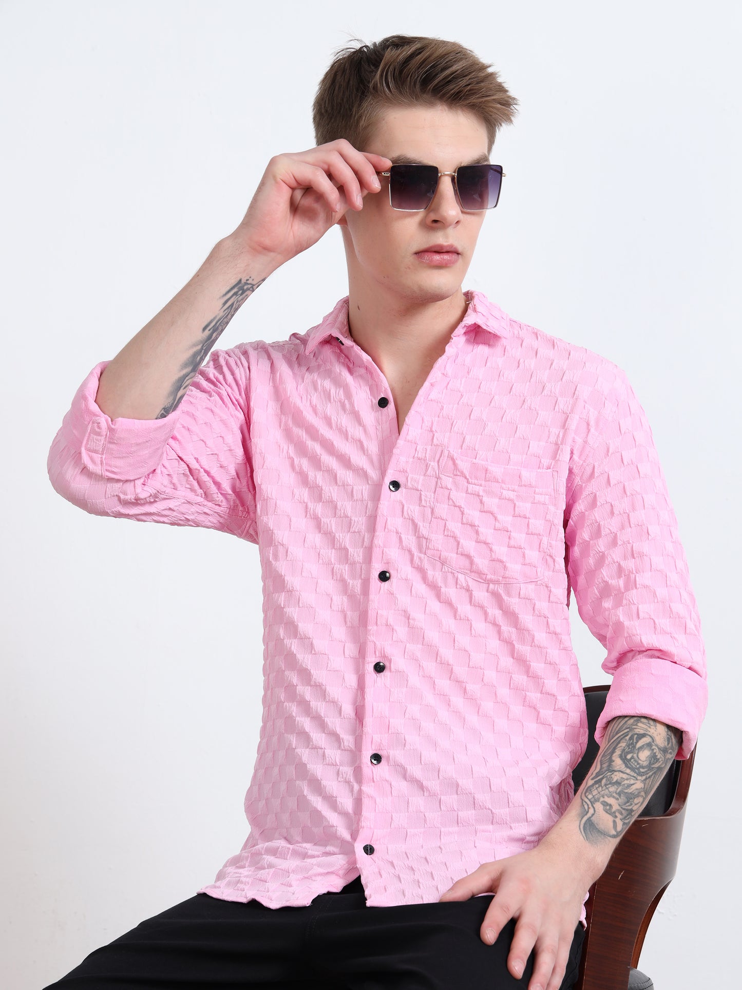 Light Pink Popcorn Shirt for Men