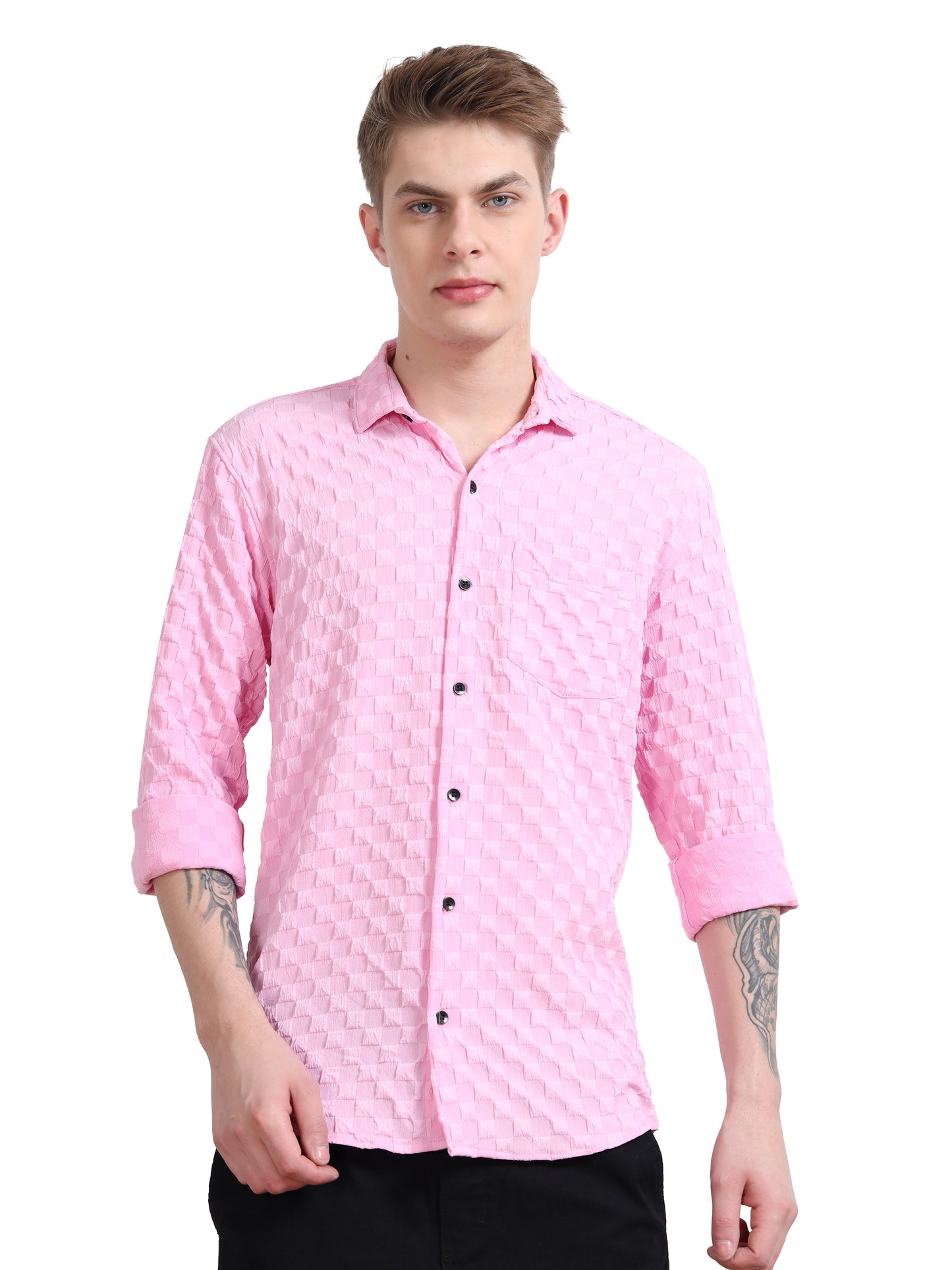 Light Pink Popcorn Shirt for Men