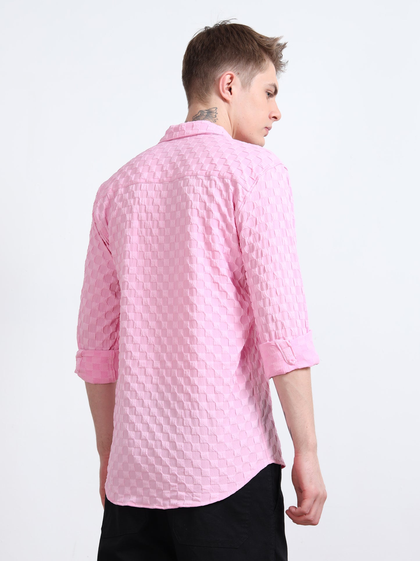 Light Pink Popcorn Shirt for Men