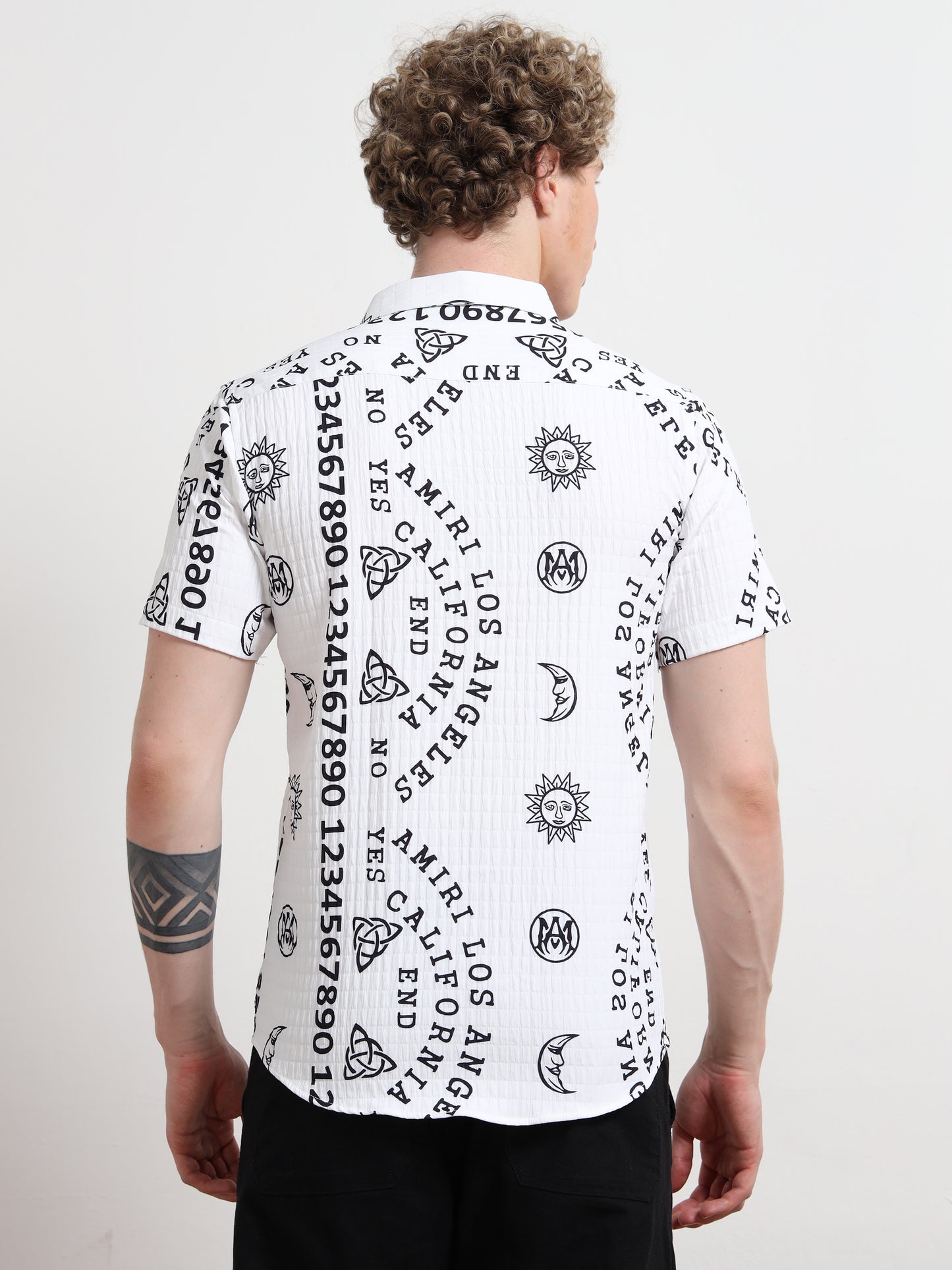 Number Black & white Half Sleeve Poly Cotton Digital Print Shirts