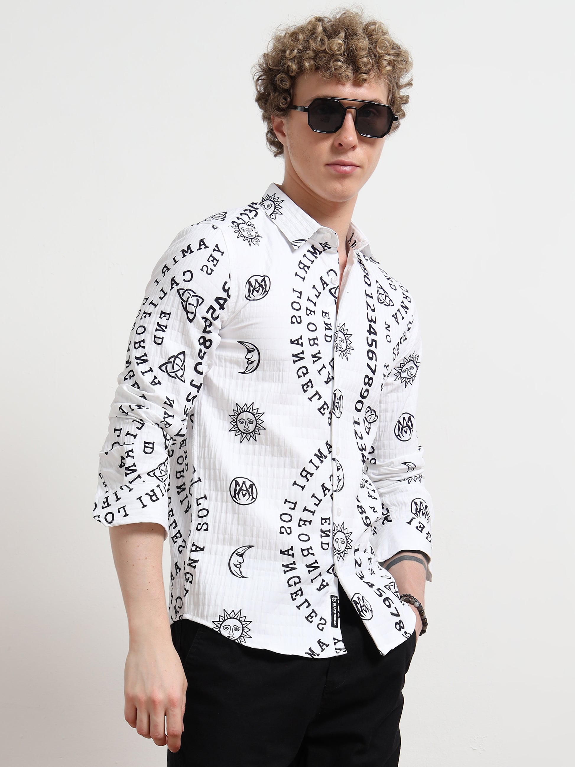 Full sleeve Black & White Number Shirt for Men