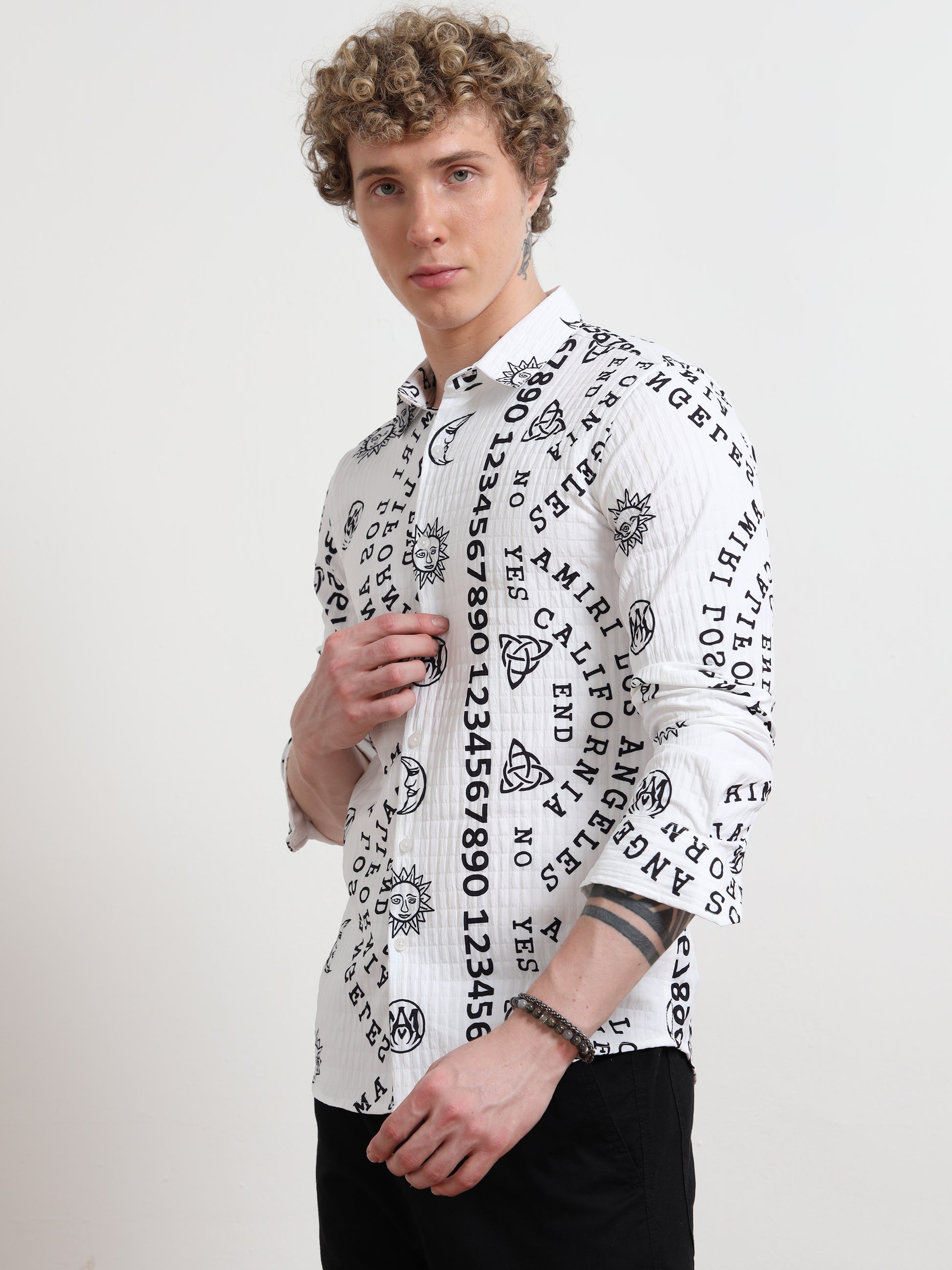 Full sleeve Black & White Number Shirt for Men