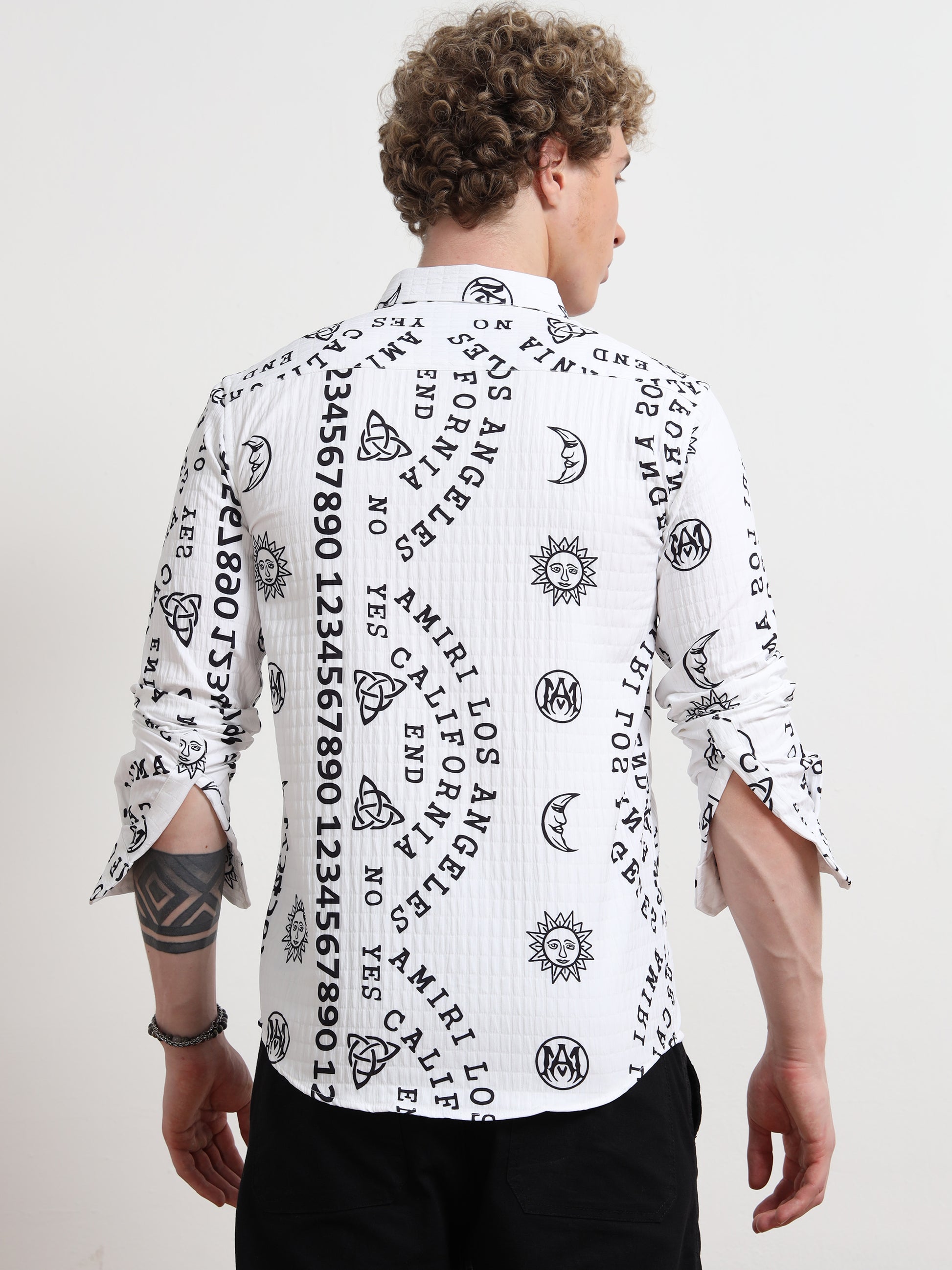 Full sleeve Black & White Number Shirt for Men