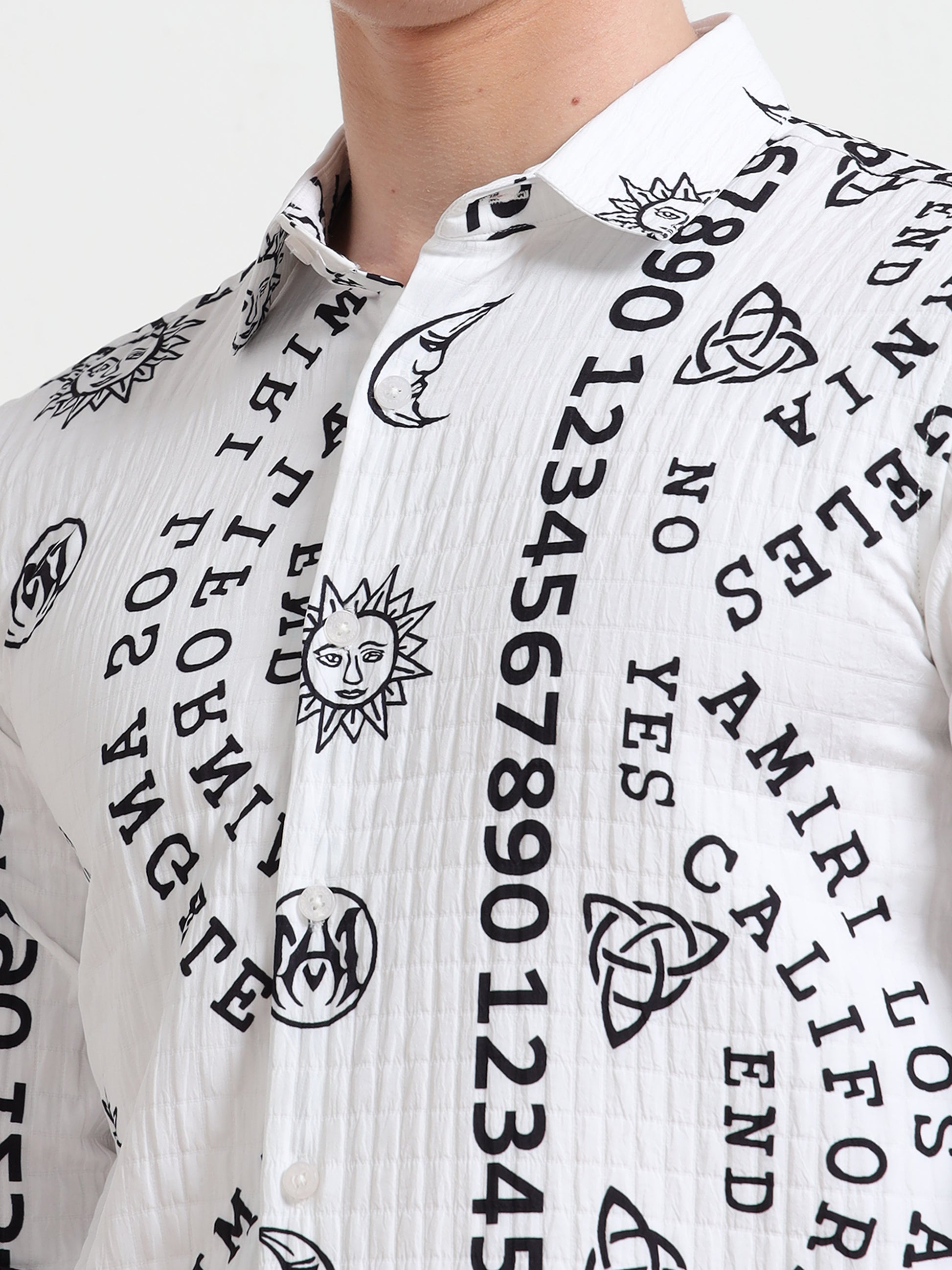 Full sleeve Black & White Number Shirt for Men