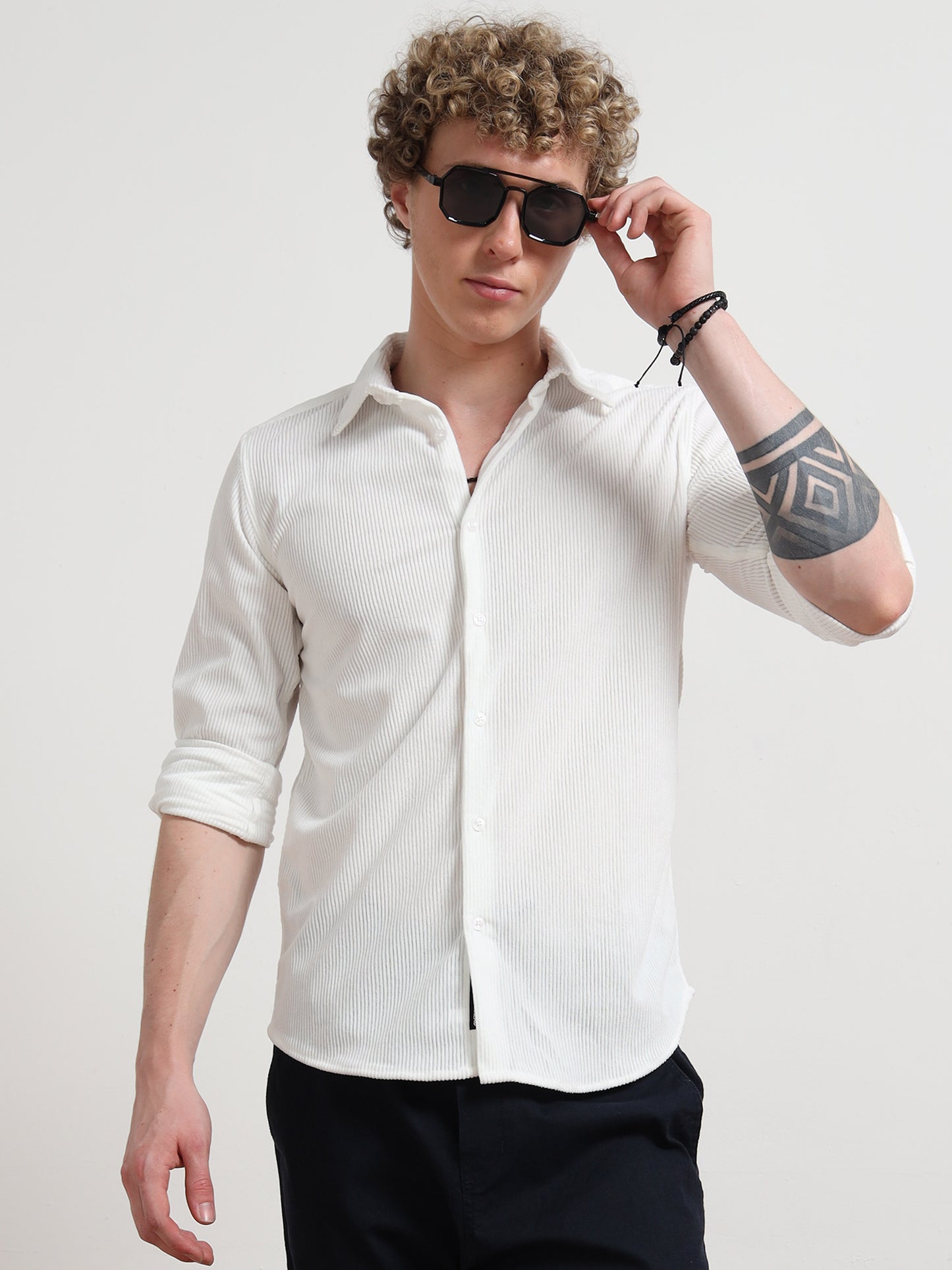 White Full sleeve Corduroy Shirts