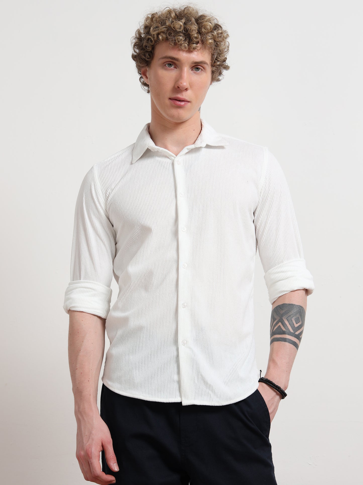 White Full sleeve Corduroy Shirts