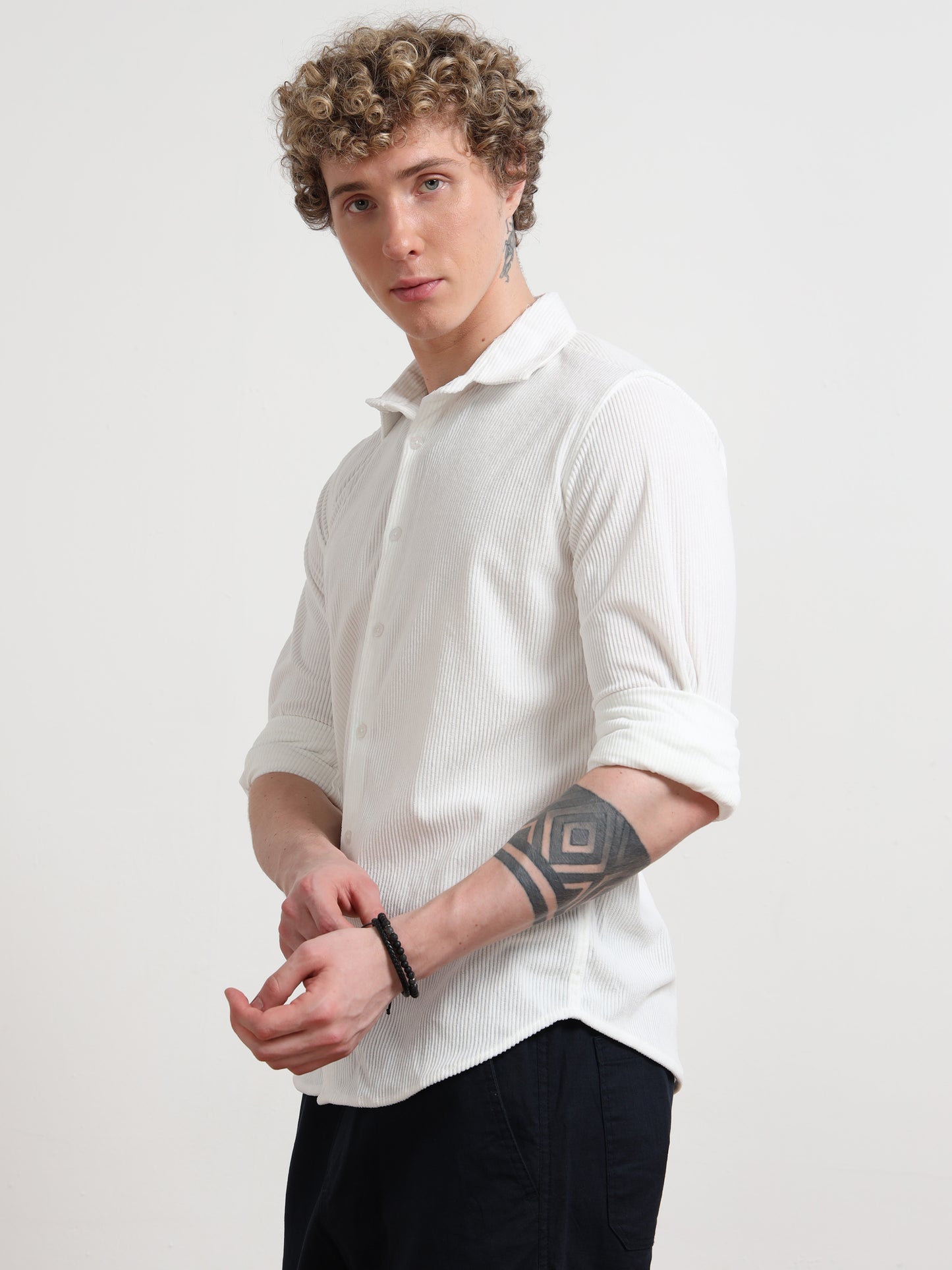 White Full sleeve Corduroy Shirts